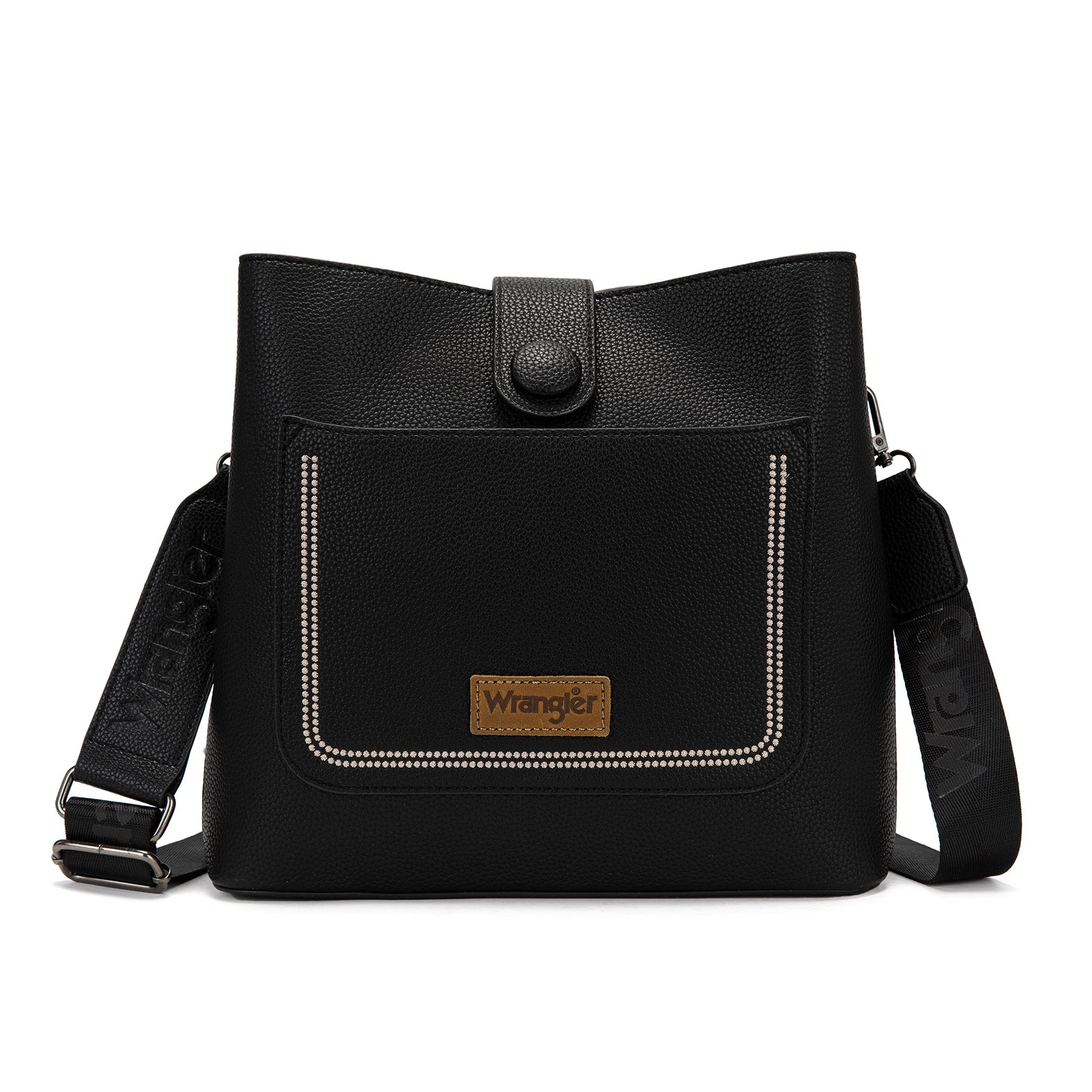 Wrangler Western Women Crossbody Bucket Purse Large Leather Shoulder Bag with Adjustable Strap