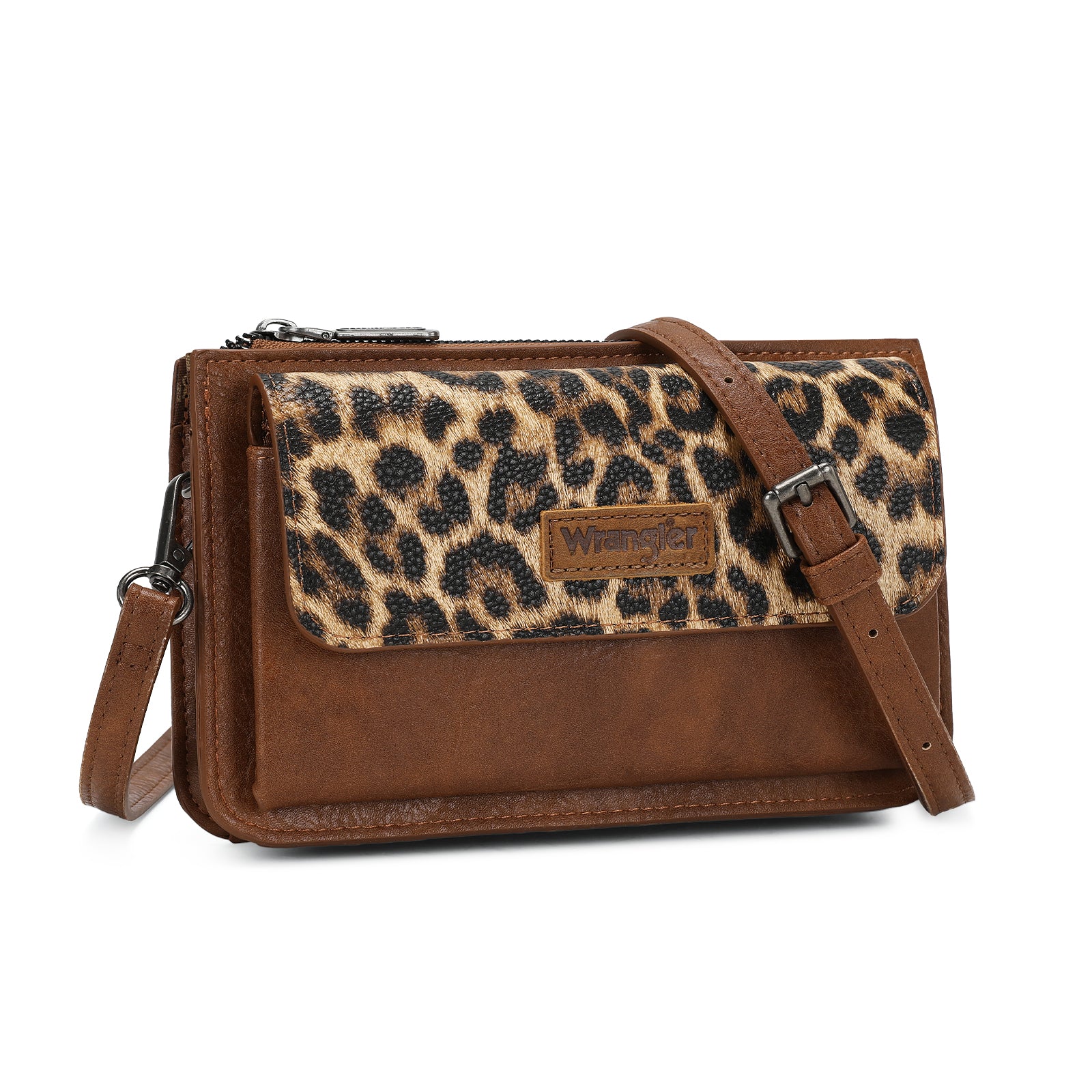 Wrangler RFID Crossbody Wallet Purse Vegan Leather Small Purses for Women with Phone Pocket and Adjustable Strap