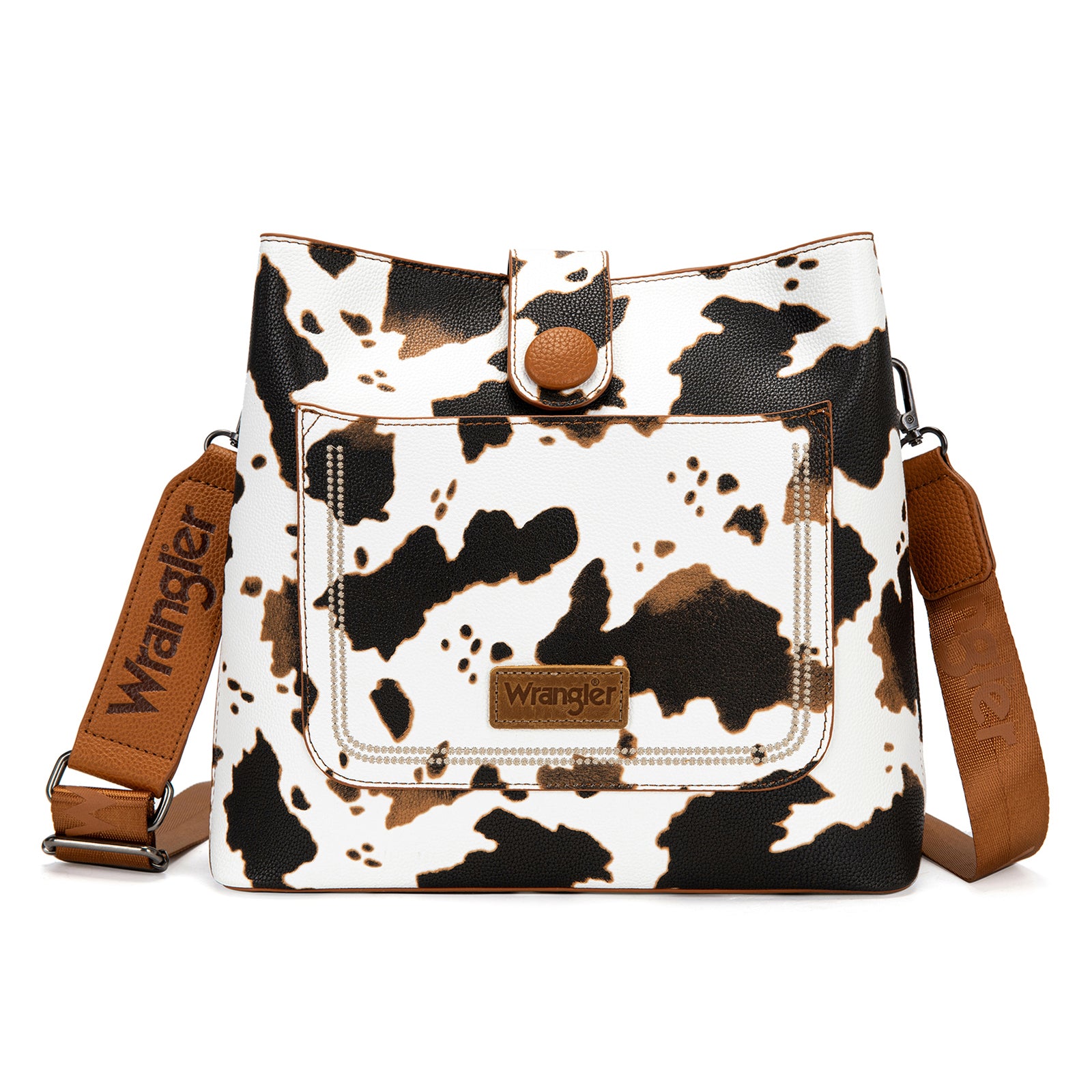 Wrangler Western Women Crossbody Bucket Purse Large Leather Shoulder Bag with Adjustable Strap