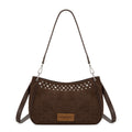 Wrangler Women Studded Hobo Crossbody Purse Western Suede Shoulder Bag with Adjustable Detachable Strap
