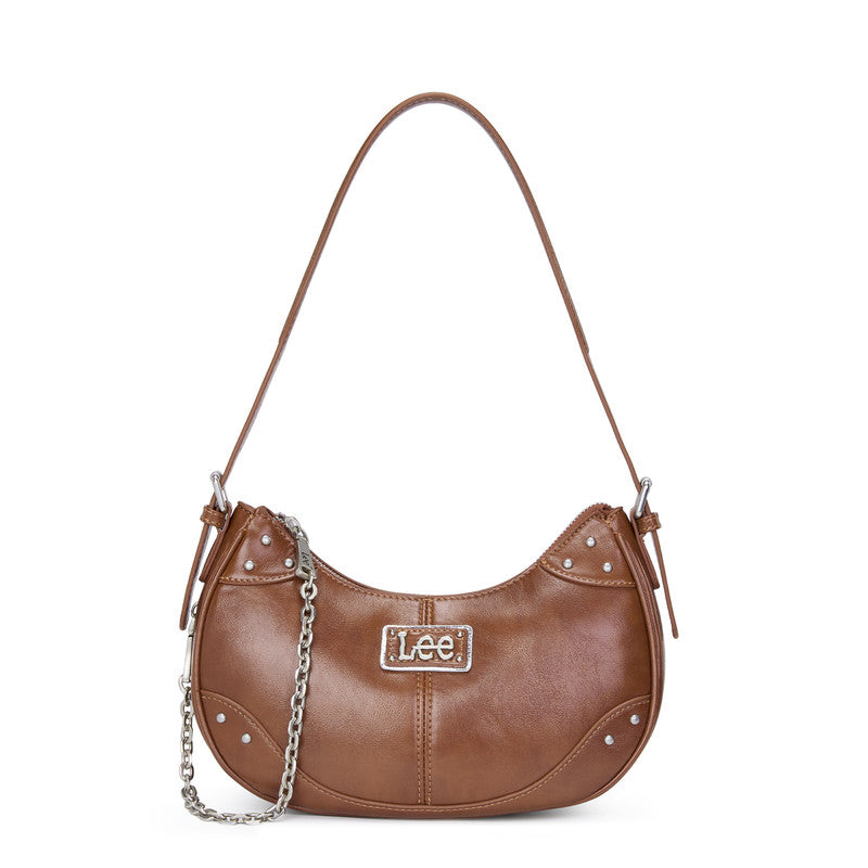 Lee Vintage Hobo Handbag for Women Cute Small Ladies Shoulder Bag with Decorative Metal Chain