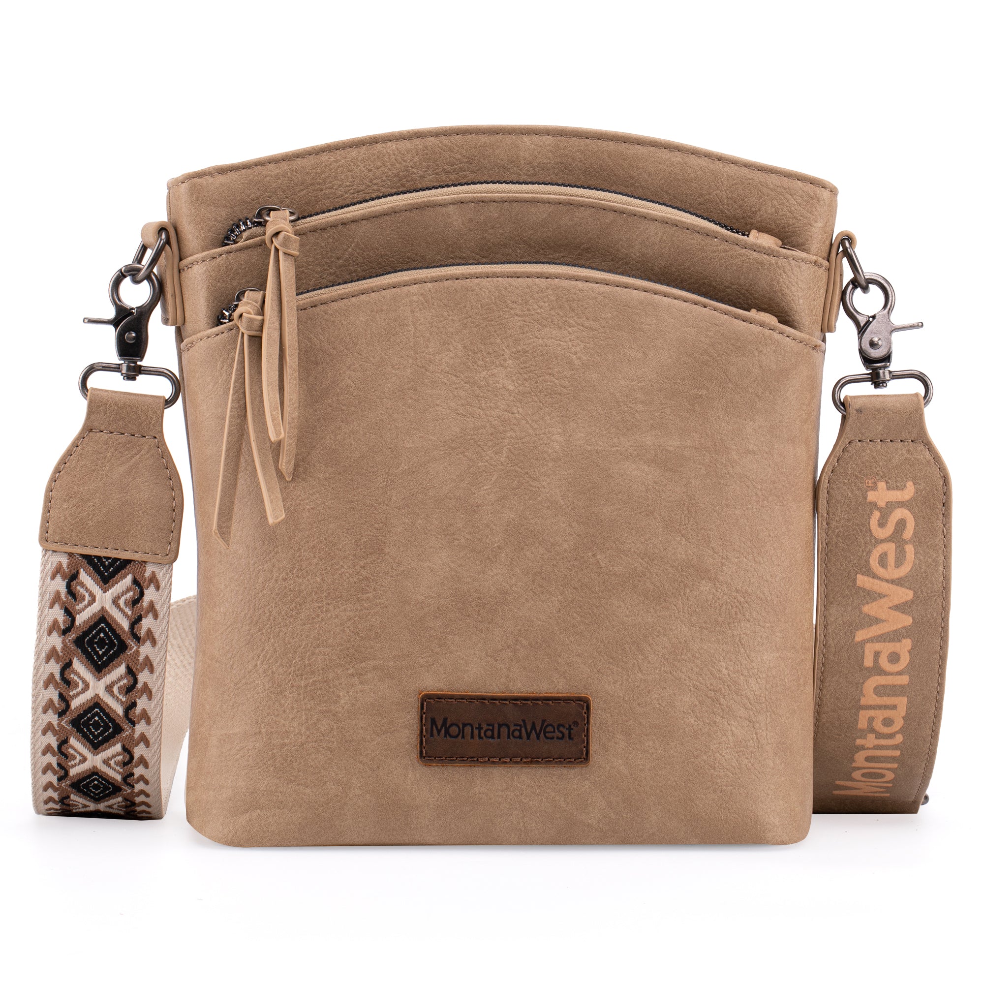 Montana West Multi Zip Pocket Large Crossbody Bag With Guitar Strap