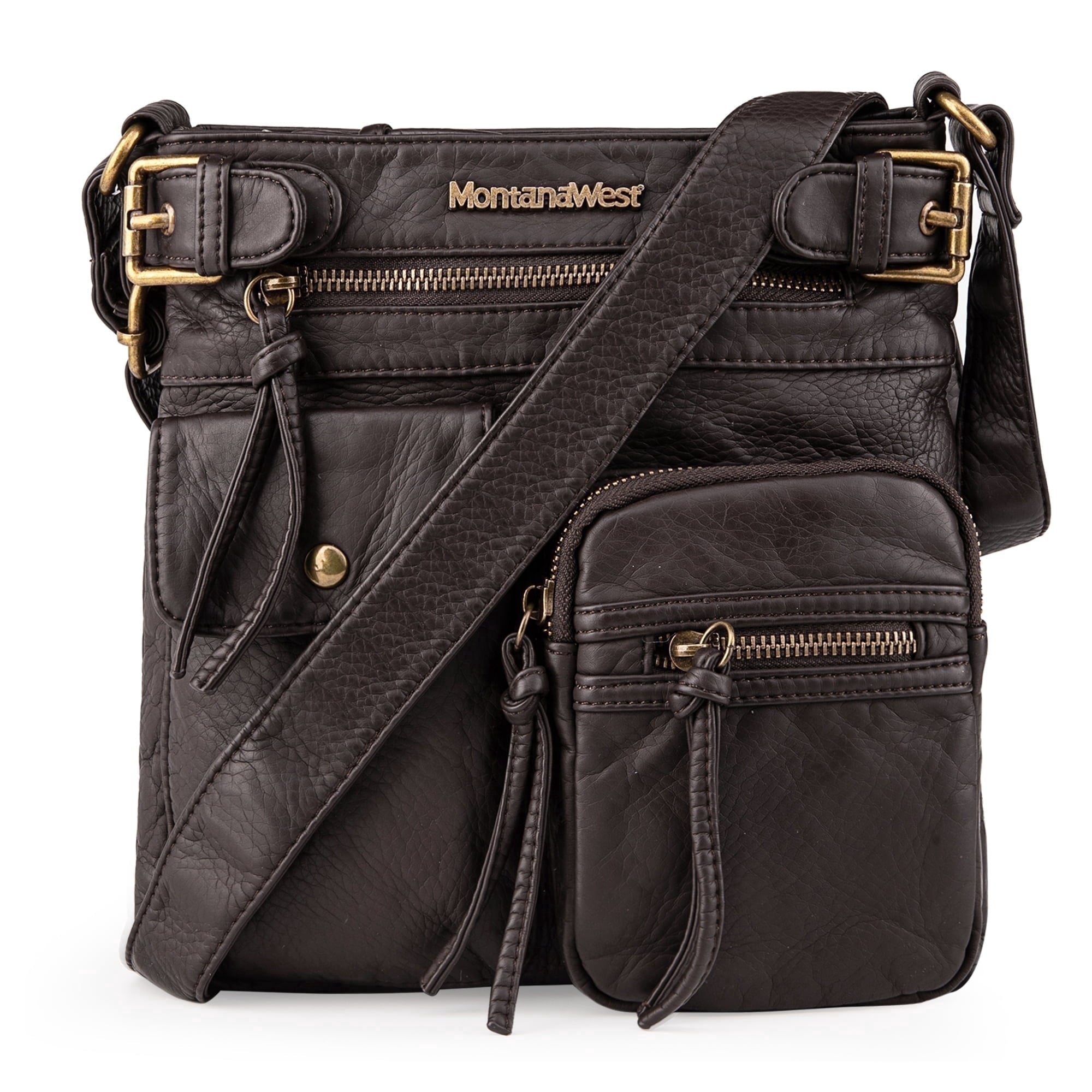 Montana West Crossbody Bag for Women Soft Washed Leather Multi Pocket Shoulder Purses