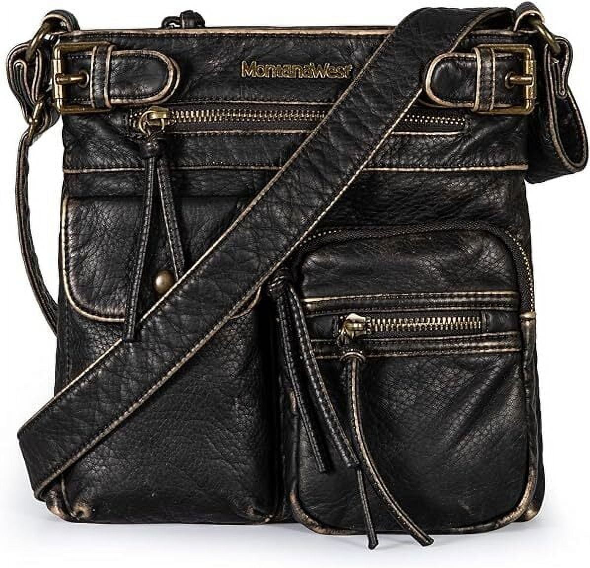 Montana West Crossbody Bag for Women Soft Washed Leather Multi Pocket Shoulder Purses