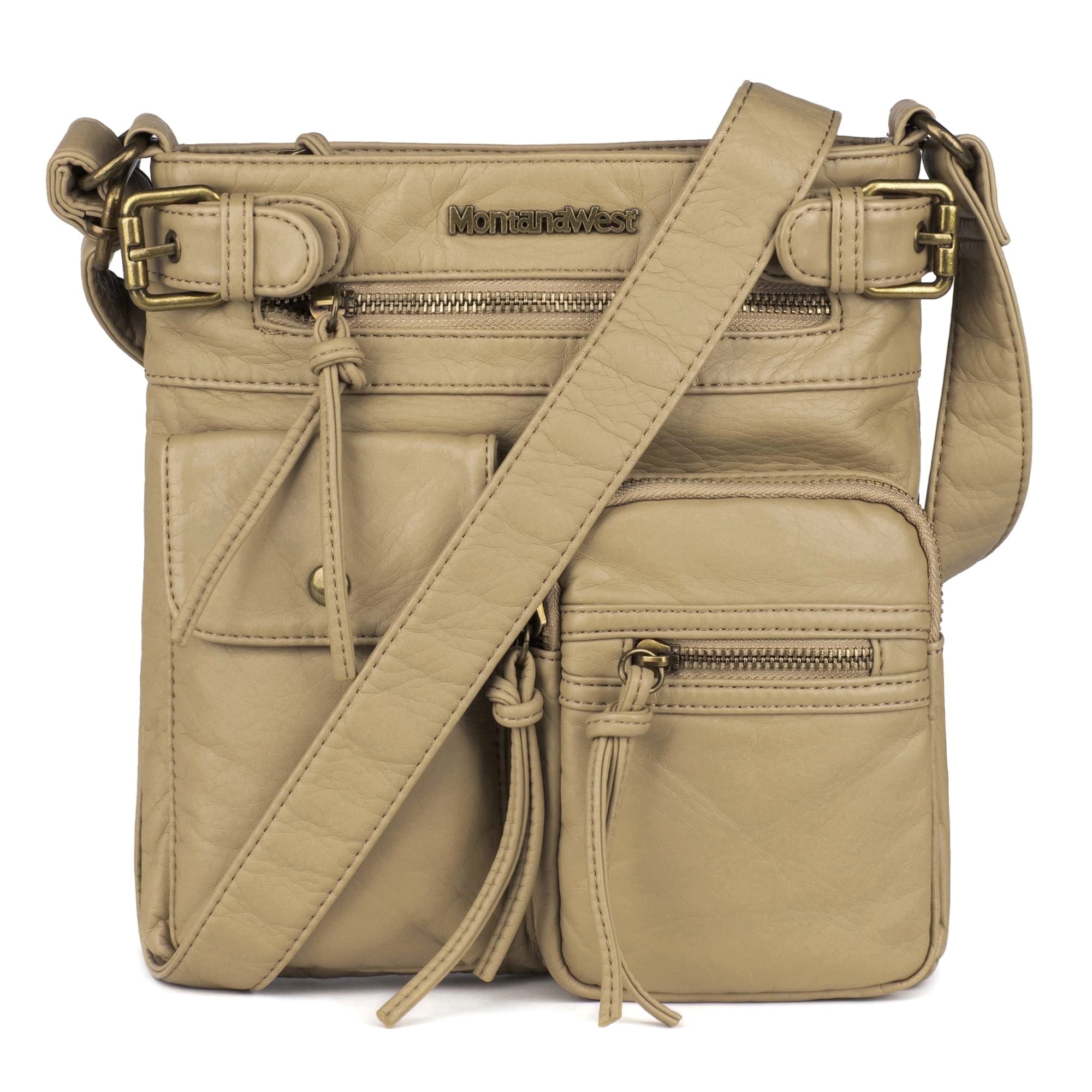Montana West Crossbody Bag for Women Soft Washed Leather Multi Pocket Shoulder Purses