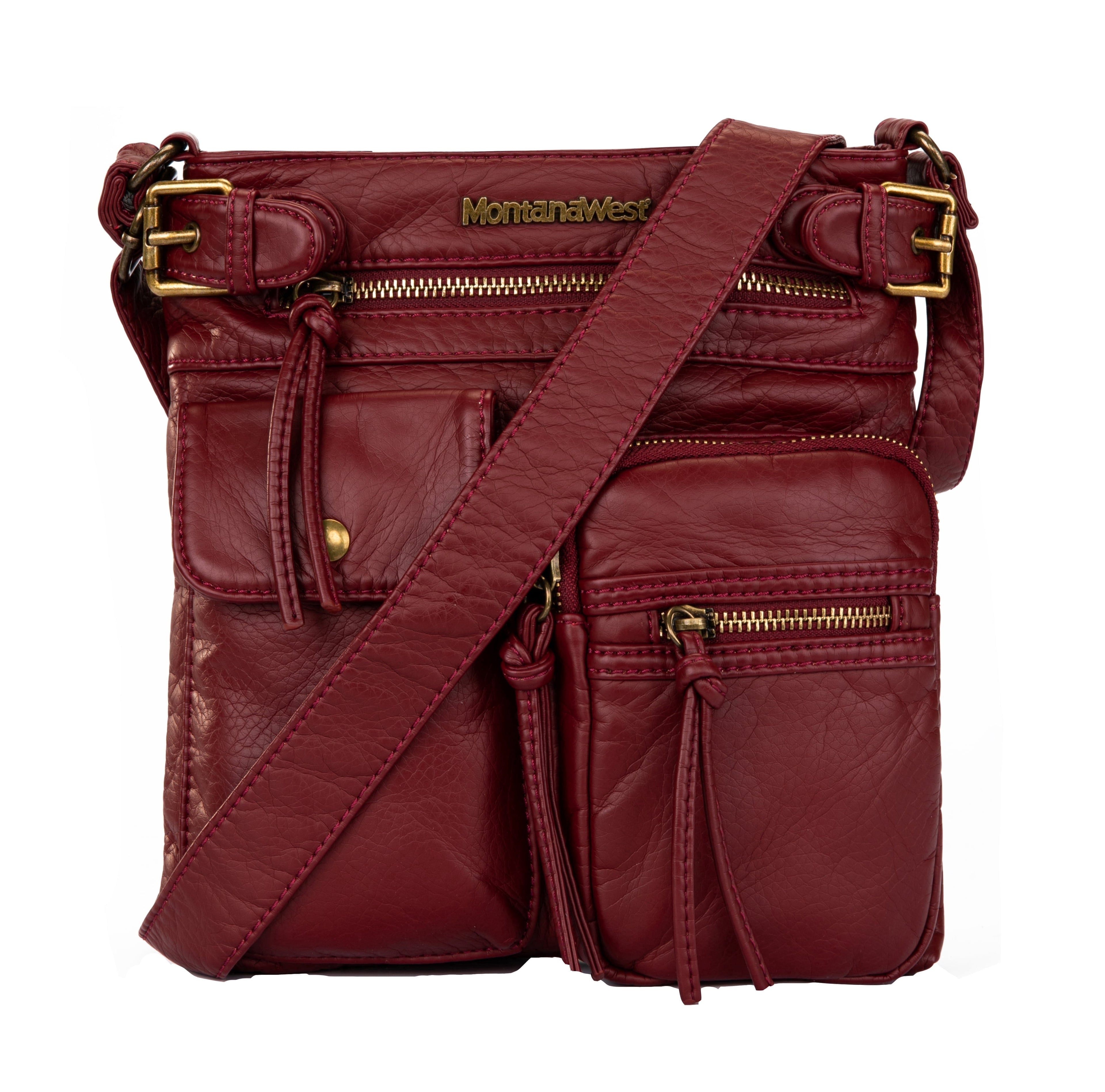 Montana West Crossbody Bag for Women Soft Washed Leather Multi Pocket Shoulder Purses