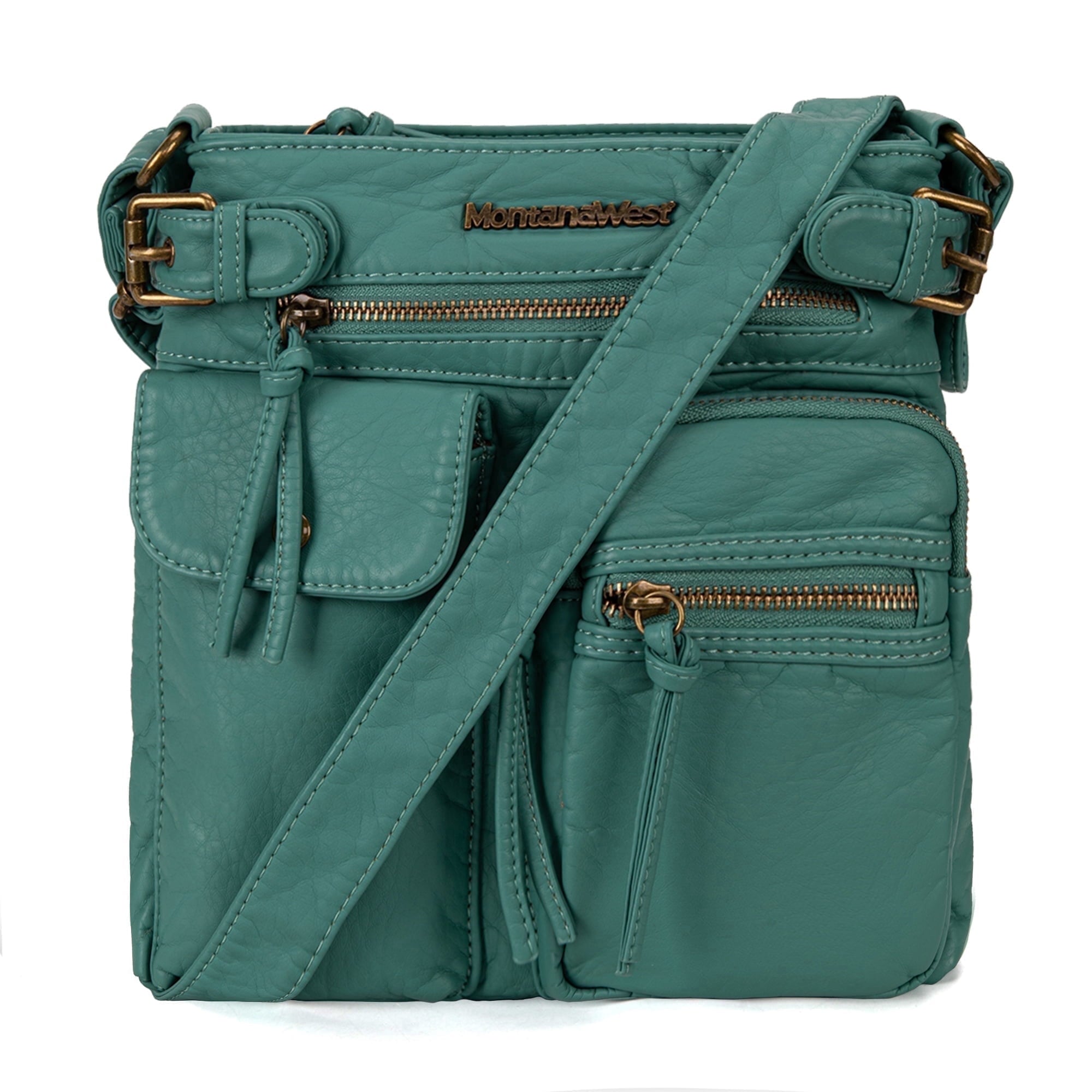 Montana West Crossbody Bag for Women Soft Washed Leather Multi Pocket Shoulder Purses