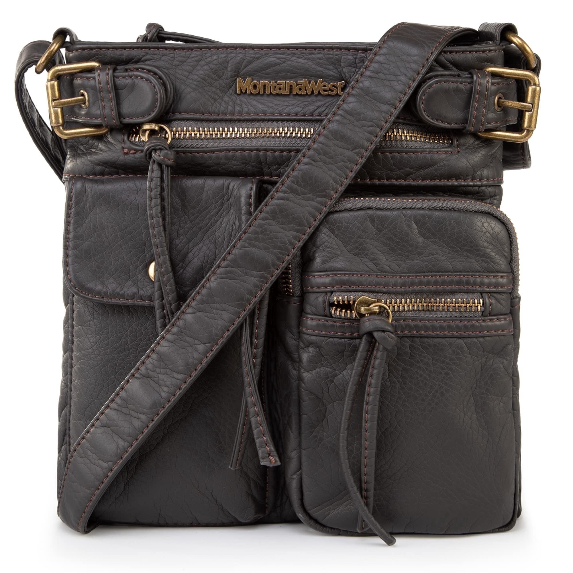 Montana West Crossbody Bag for Women Soft Washed Leather Multi Pocket Shoulder Purses