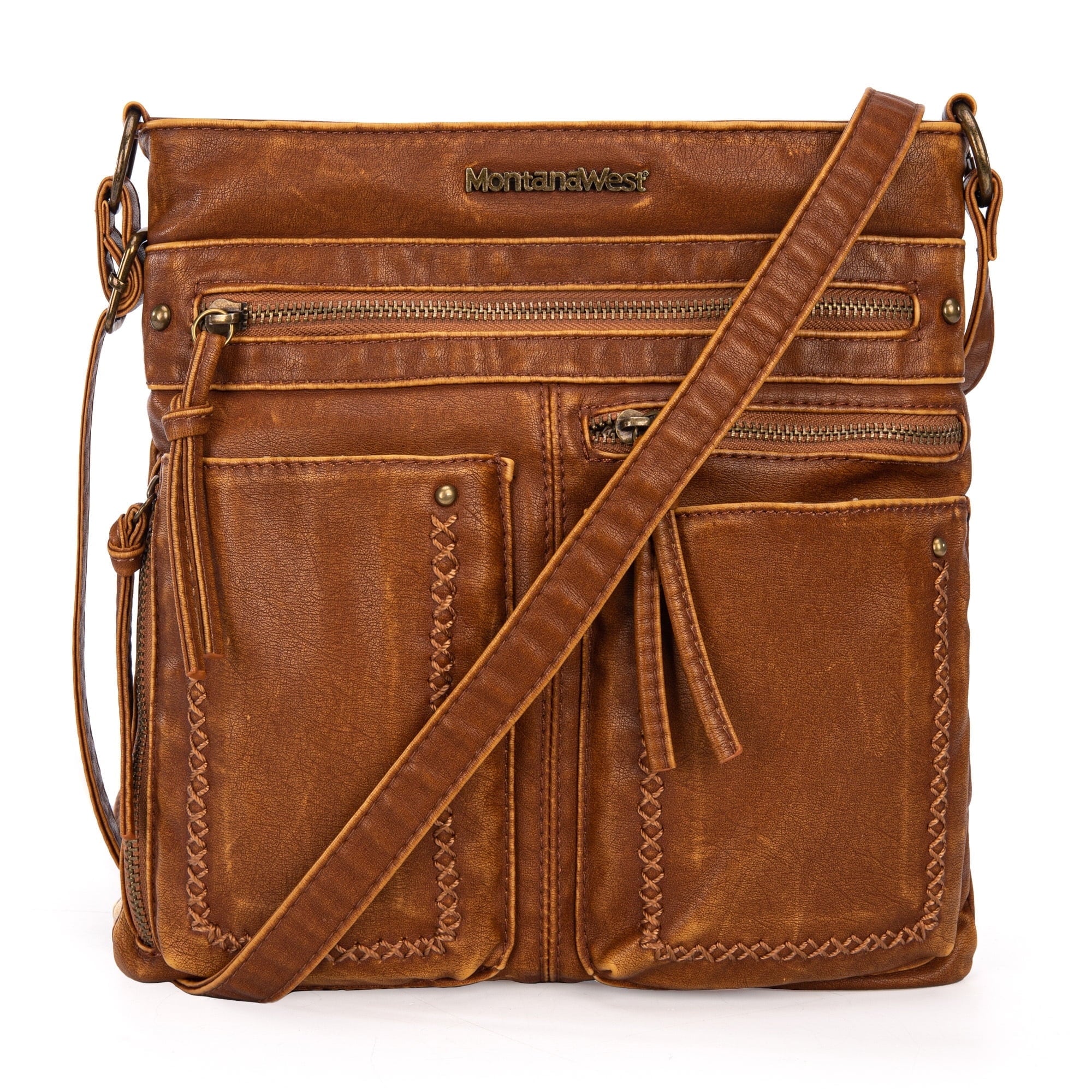 Montana West Crossbody Bags for Women Lightweight Multi Pocket Purses Soft Leather Shoulder Crossover Satchel Handbags