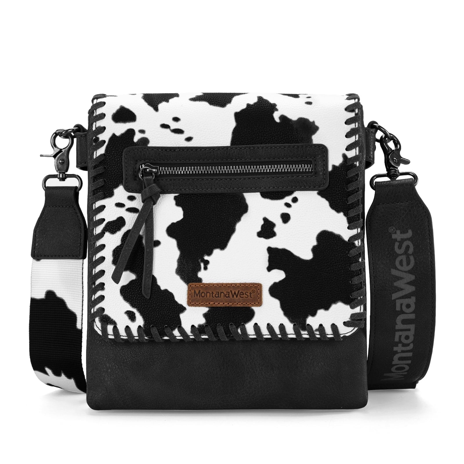 Montana West Crossbody Bags for Women with Dual Compartments Western Crossbody Purse with Leopard Print Guitar Strap
