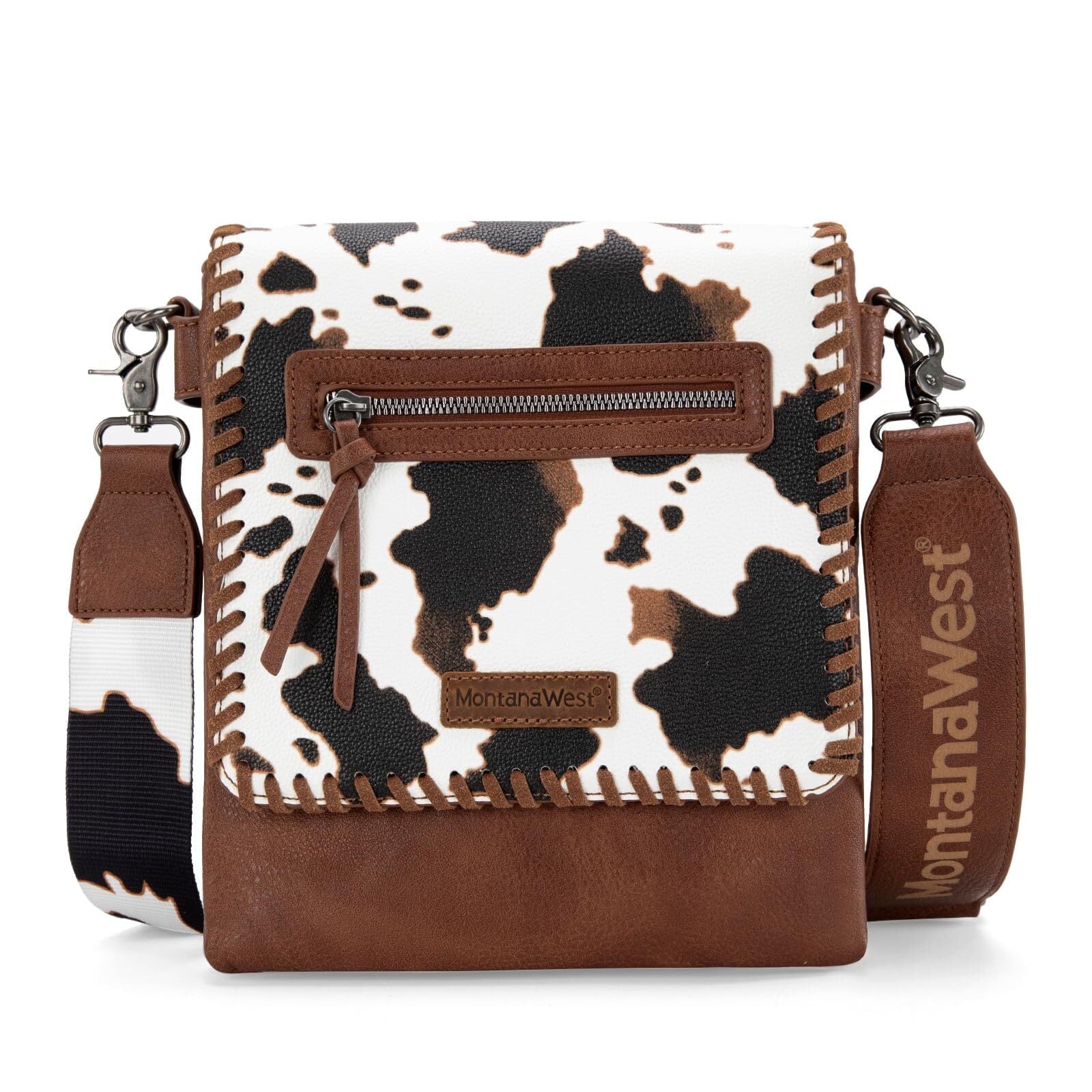 Montana West Crossbody Bags for Women with Dual Compartments Western Crossbody Purse with Leopard Print Guitar Strap