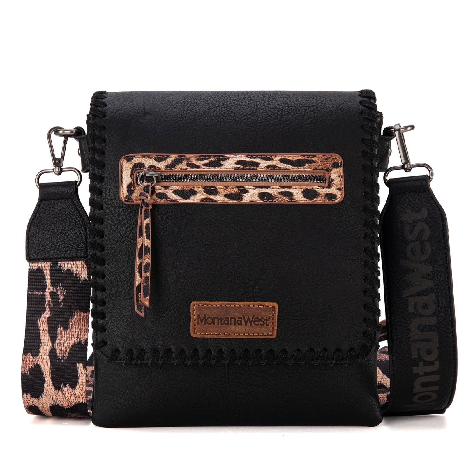Montana West Crossbody Bags for Women with Dual Compartments Western Crossbody Purse with Leopard Print Guitar Strap