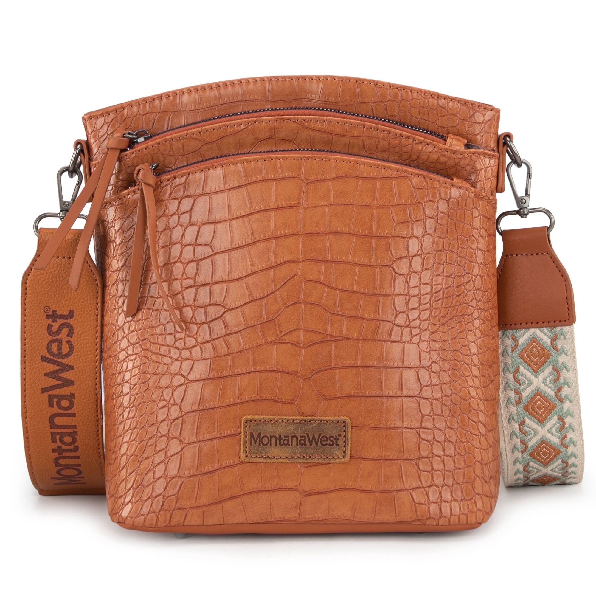 Montana West Multi Zip Pocket Large Crossbody Bag With Guitar Strap
