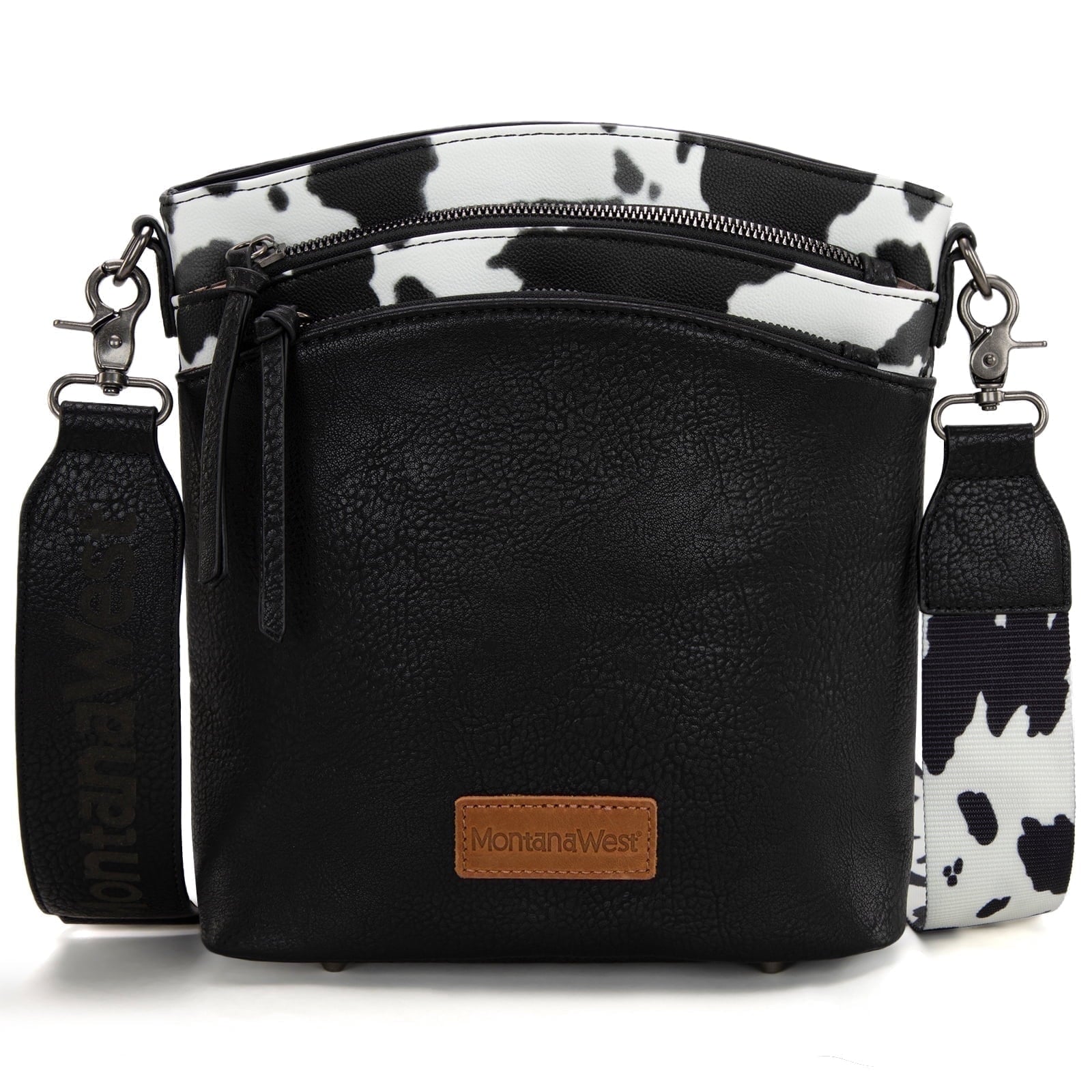 Montana West Multi Zip Pocket Large Crossbody Bag With Guitar Strap