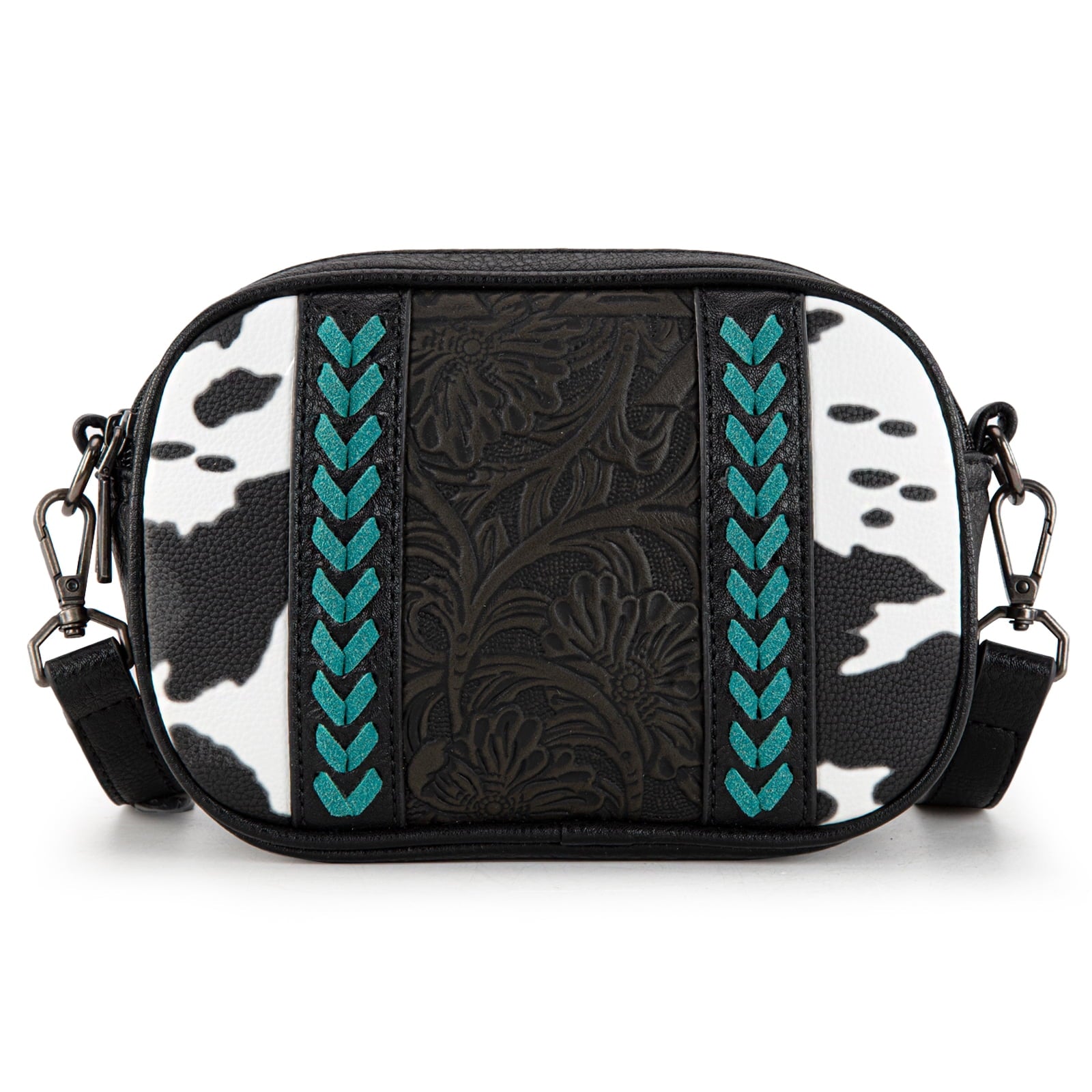Montana West Cow Print Crossbody Bag for Women Western Tooled Design with Built in Card Holder, Stylish and Functional Purse