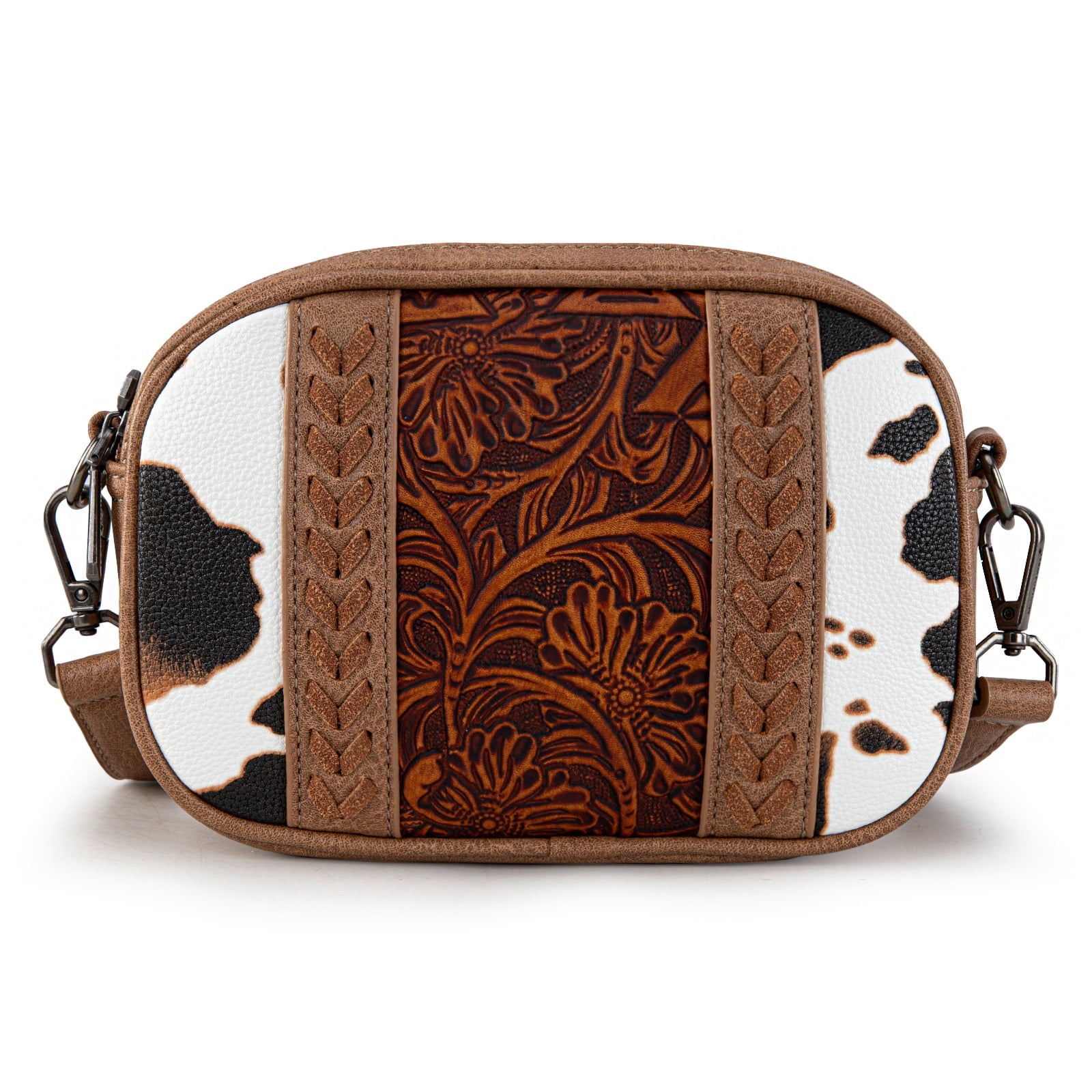 Montana West Cow Print Crossbody Bag for Women Western Tooled Design with Built in Card Holder, Stylish and Functional Purse