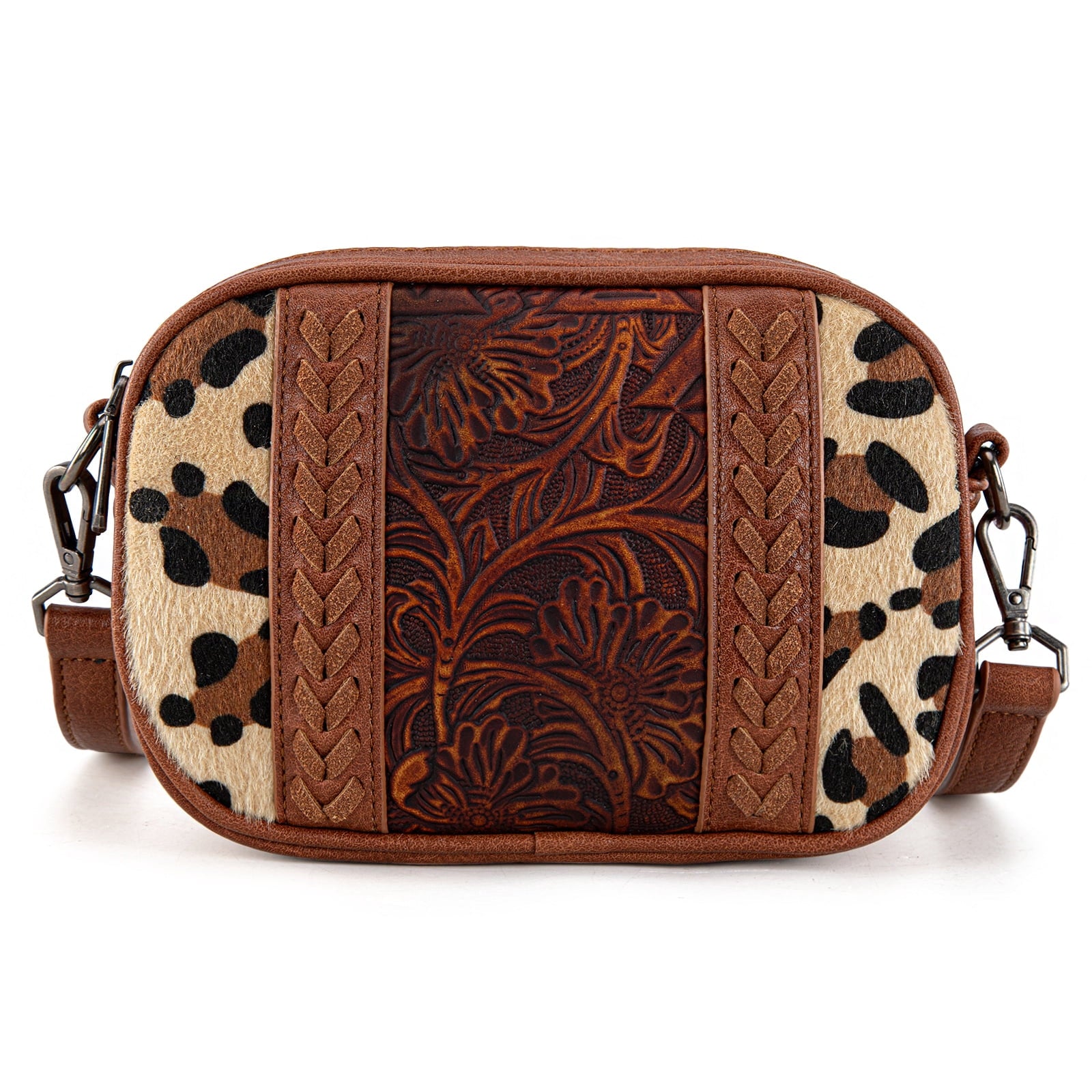 Montana West Cow Print Crossbody Bag for Women Western Tooled Design with Built in Card Holder, Stylish and Functional Purse