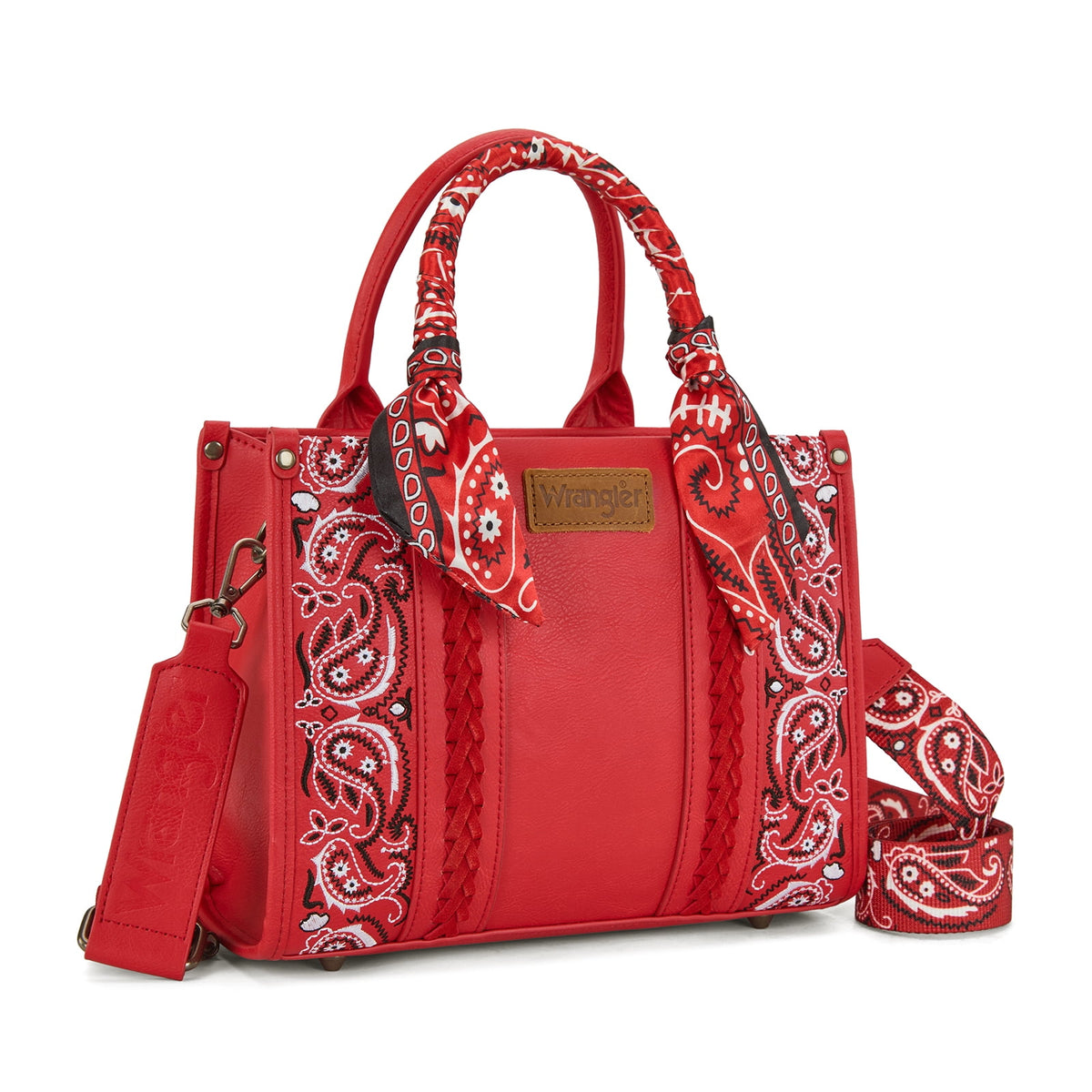 Wrangler Paisley Tote Bag for Women Embroidered Top Handle Handbag with Crossbody Strap