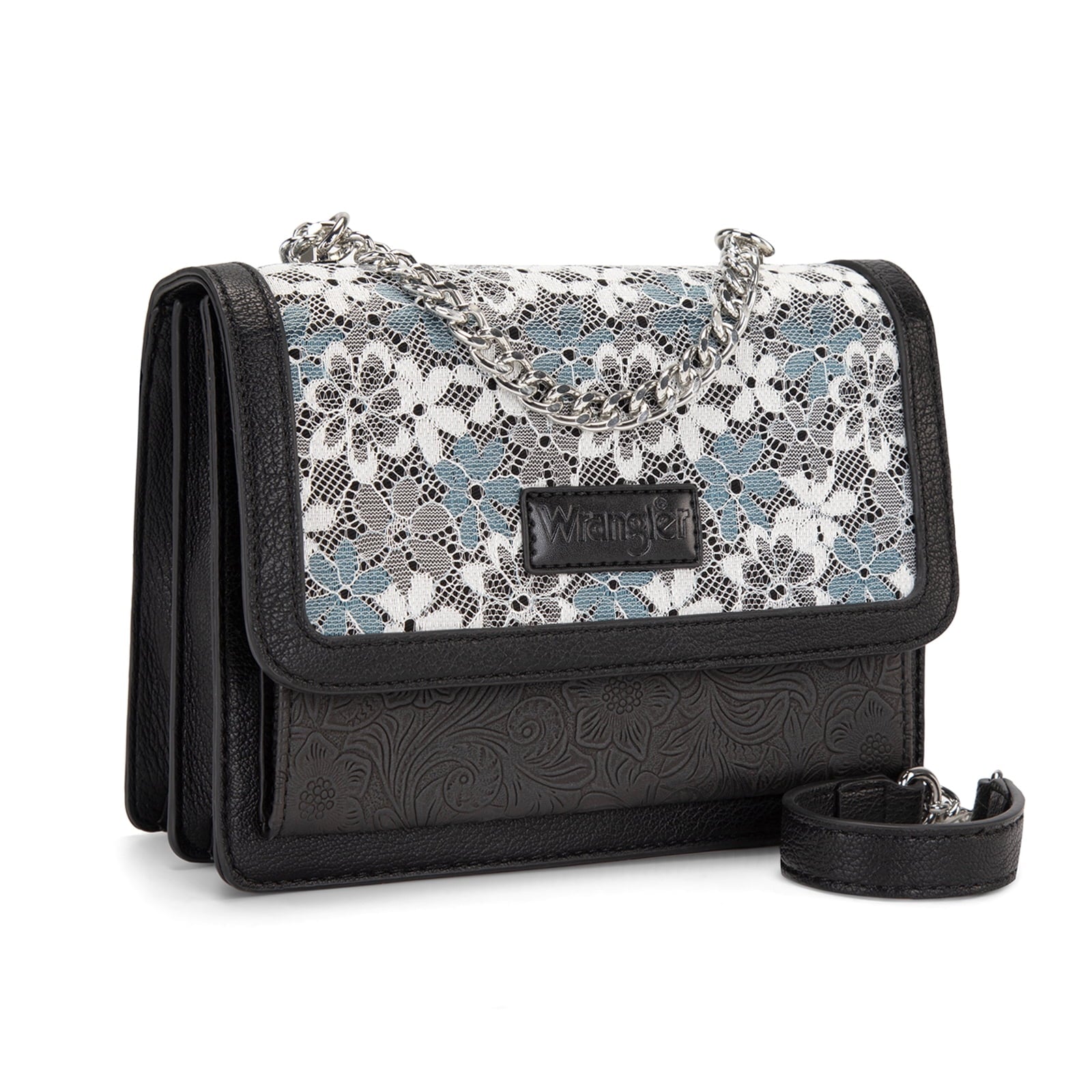 Wrangler Purses for Women Floral Tooled Crossbody Bag Flap Purse with Chain Strap