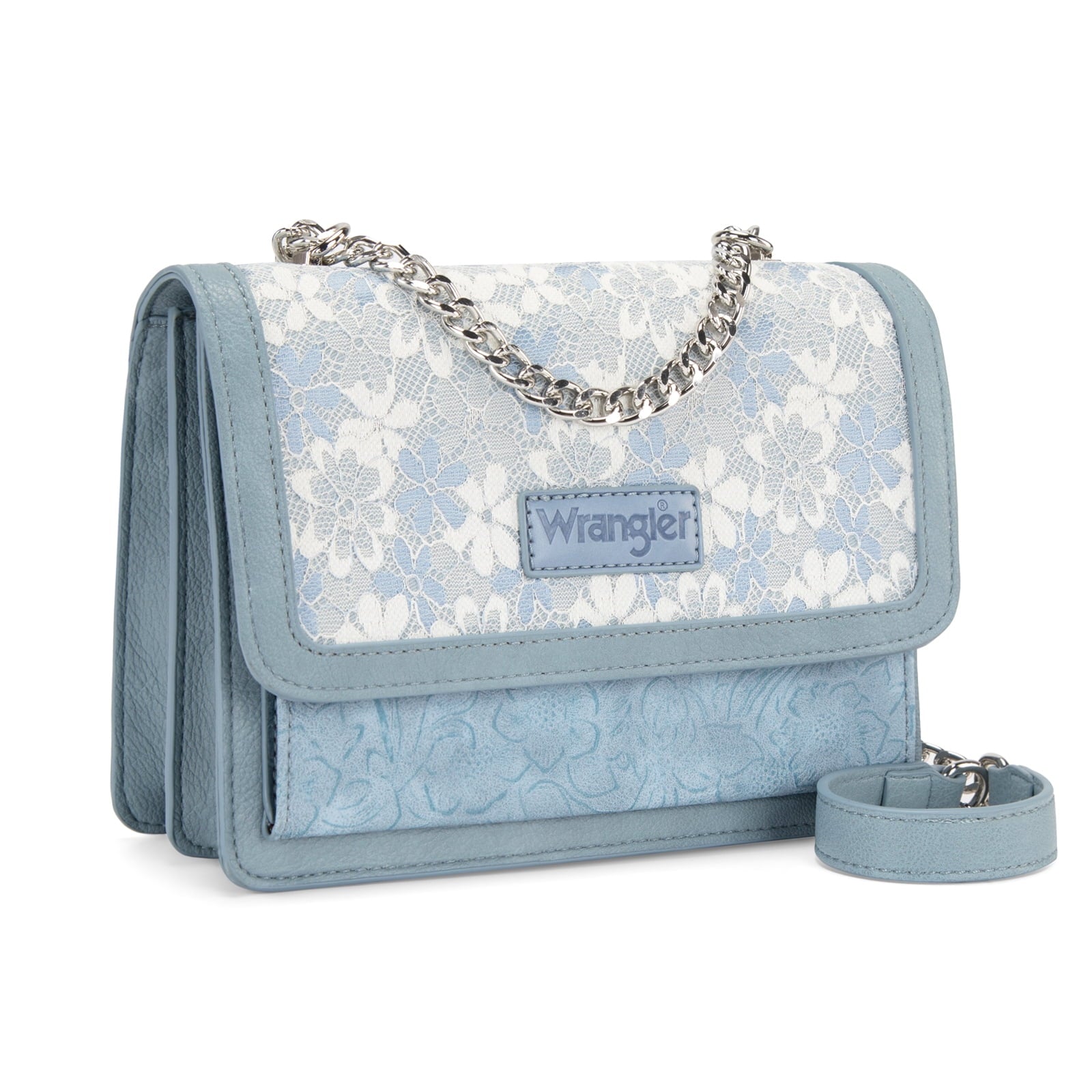 Wrangler Purses for Women Floral Tooled Crossbody Bag Flap Purse with Chain Strap