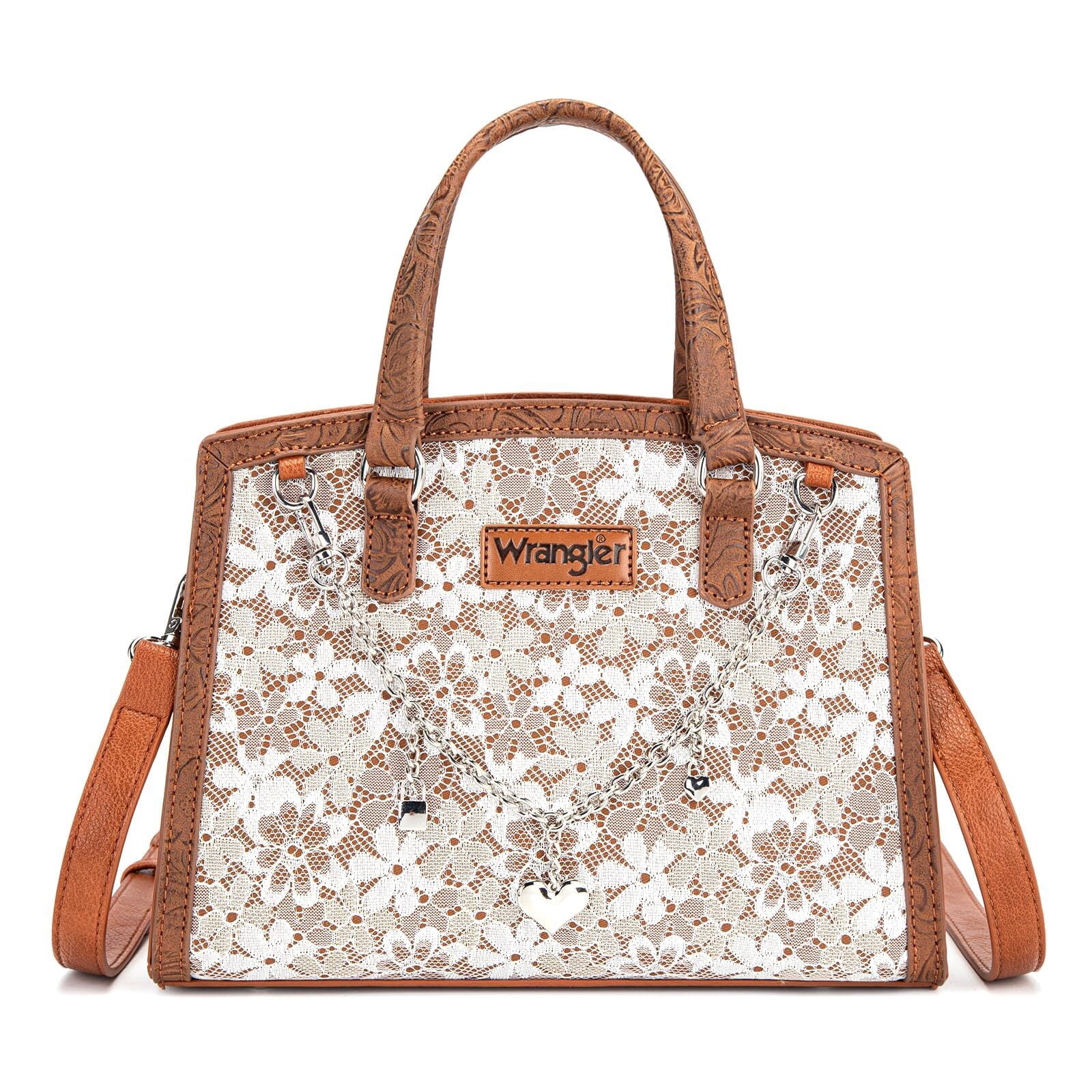 Wrangler Lace Tote Bag for Women, Medium Crossbody Top Handle Handbags Ladies Satchel Elegant Purse Charms for Wedding Gift