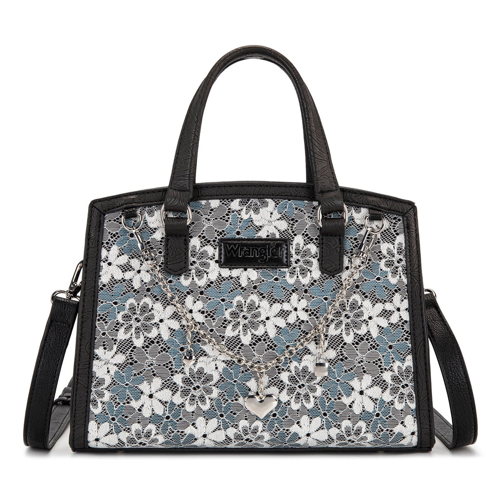 Wrangler Lace Tote Bag for Women, Medium Crossbody Top Handle Handbags Ladies Satchel Elegant Purse Charms for Wedding Gift