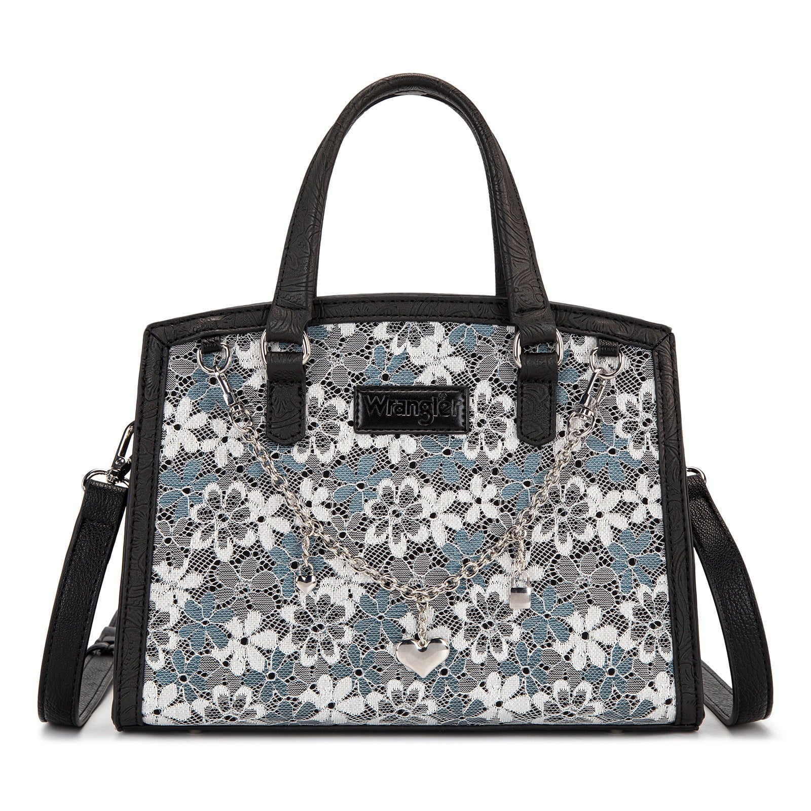 Wrangler Lace Tote Bag for Women, Medium Crossbody Top Handle Handbags Ladies Satchel Elegant Purse Charms for Wedding Gift