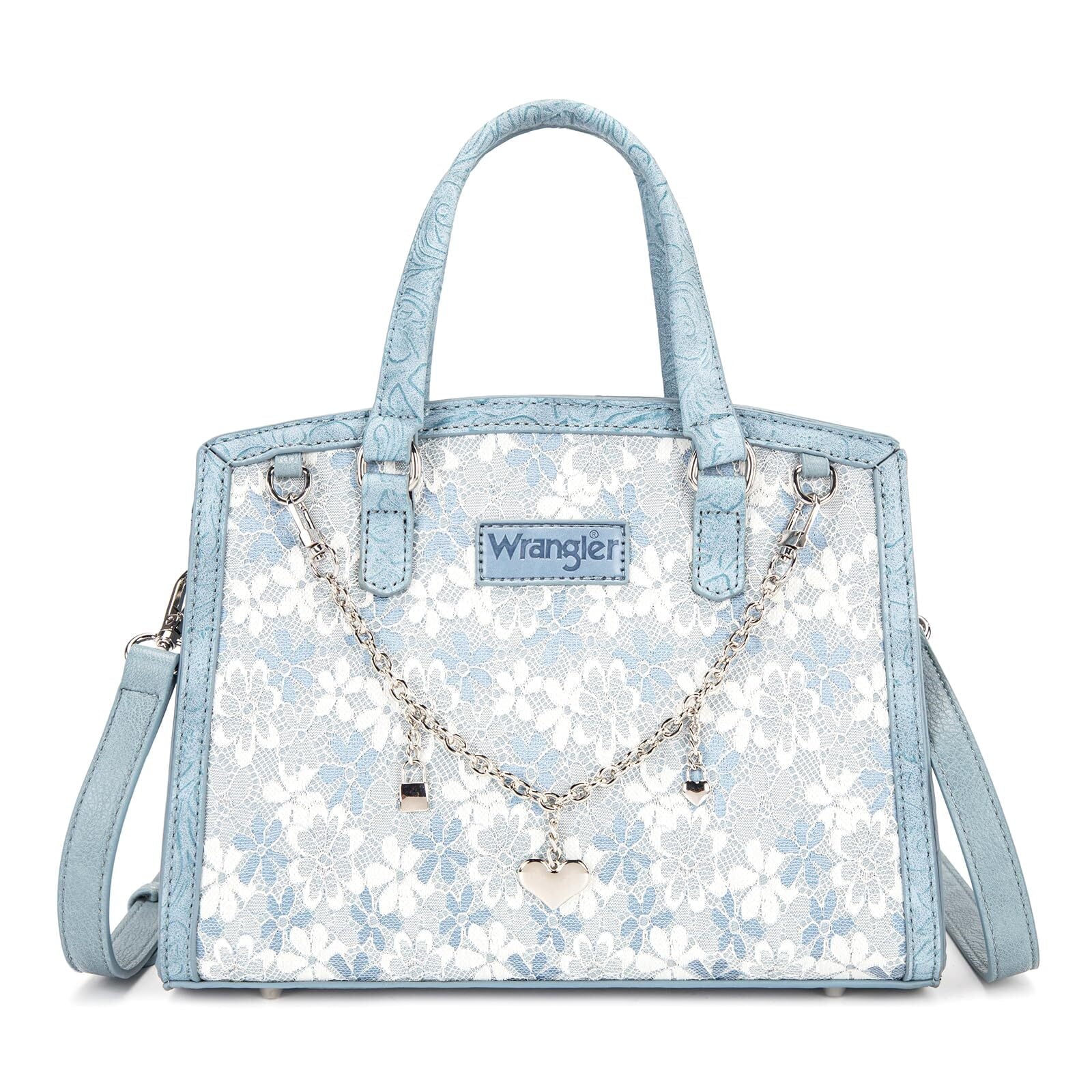 Wrangler Lace Tote Bag for Women, Medium Crossbody Top Handle Handbags Ladies Satchel Elegant Purse Charms for Wedding Gift