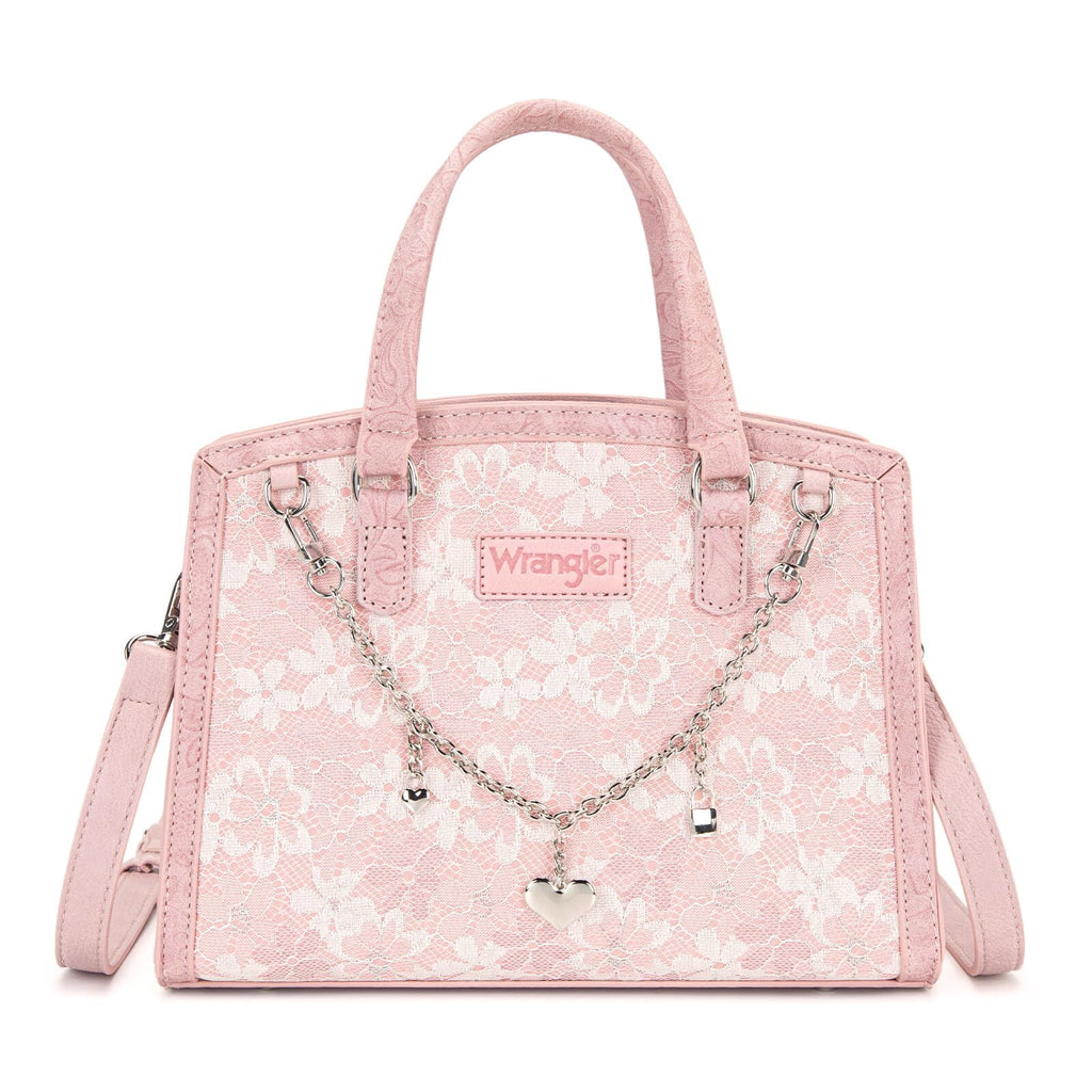 Wrangler Lace Tote Bag for Women, Medium Crossbody Top Handle Handbags Ladies Satchel Elegant Purse Charms for Wedding Gift