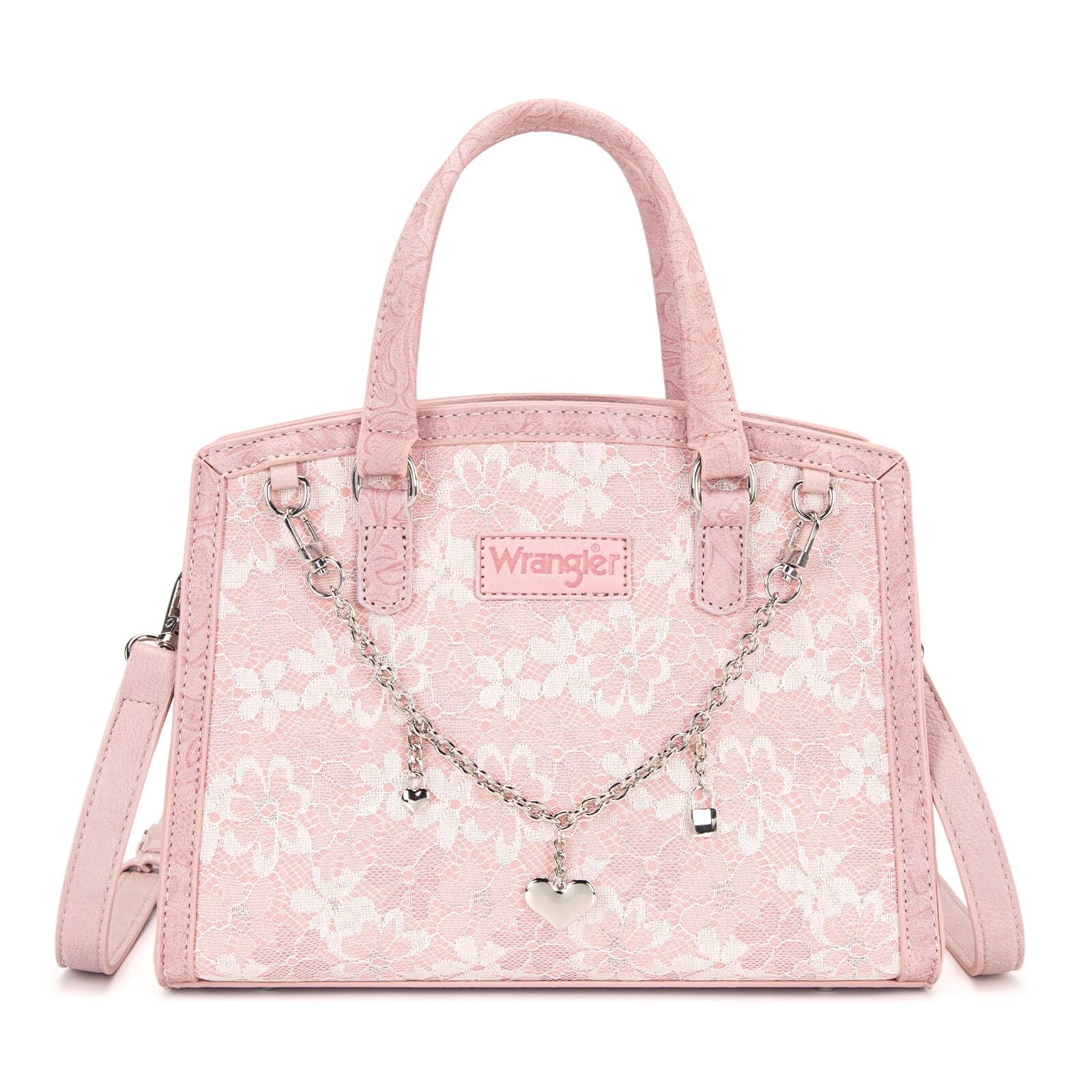 Wrangler Lace Tote Bag for Women, Medium Crossbody Top Handle Handbags Ladies Satchel Elegant Purse Charms for Wedding Gift