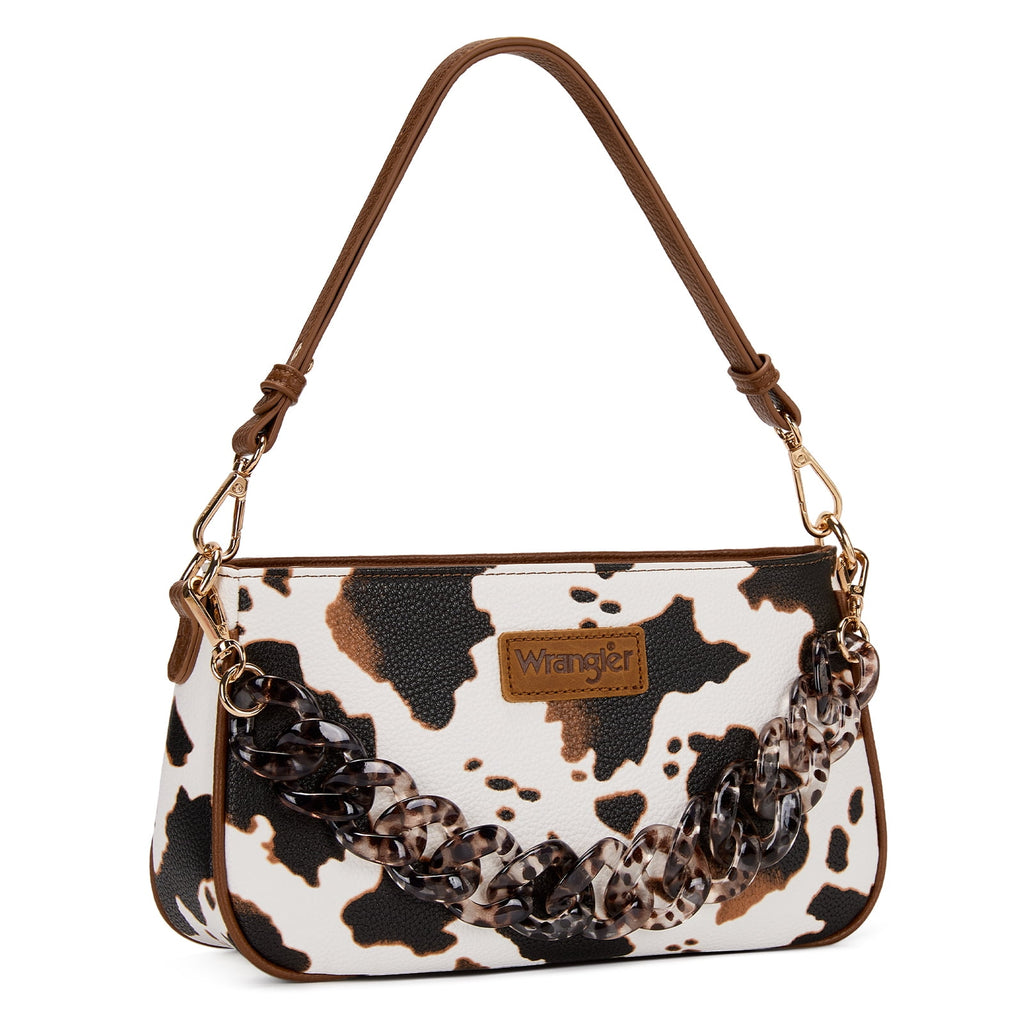 Wrangler Small Shoulder Bag Cheetah Print Clutch Purse Hobo Handbag with Acrylic Strap