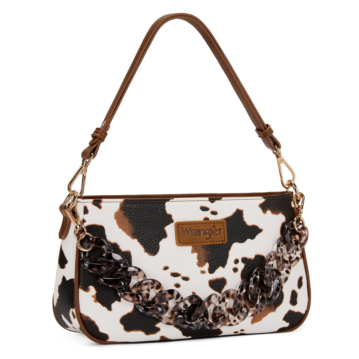 Wrangler Small Shoulder Bag Cheetah Print Clutch Purse Hobo Handbag with Acrylic Strap