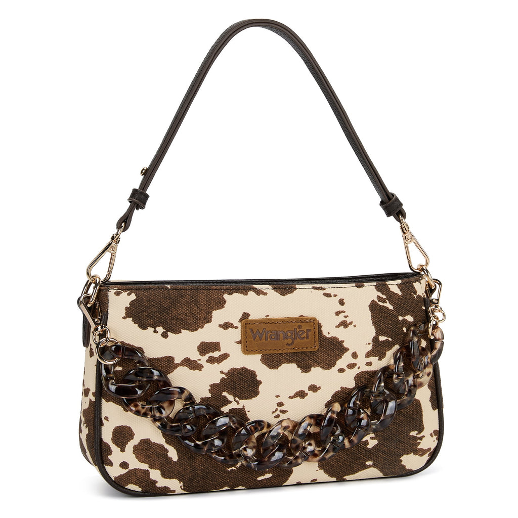 Wrangler Small Shoulder Bag Cheetah Print Clutch Purse Hobo Handbag with Acrylic Strap