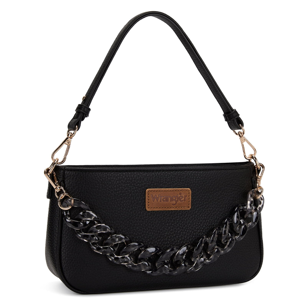 Wrangler Small Shoulder Bag Cheetah Print Clutch Purse Hobo Handbag with Acrylic Strap