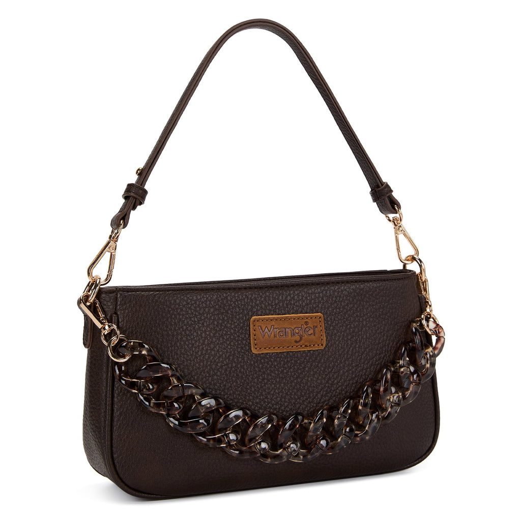Wrangler Small Shoulder Bag Cheetah Print Clutch Purse Hobo Handbag with Acrylic Strap