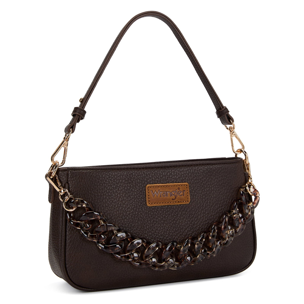 Wrangler Small Shoulder Bag Cheetah Print Clutch Purse Hobo Handbag with Acrylic Strap