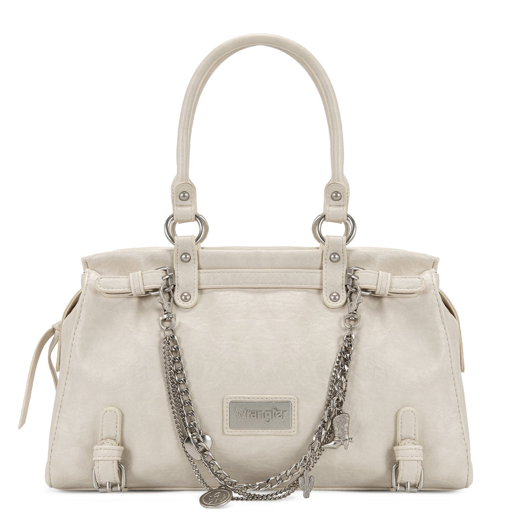Wrangler Vintage Satchel Purses for Women, Top Handle Bag with Chain Charms