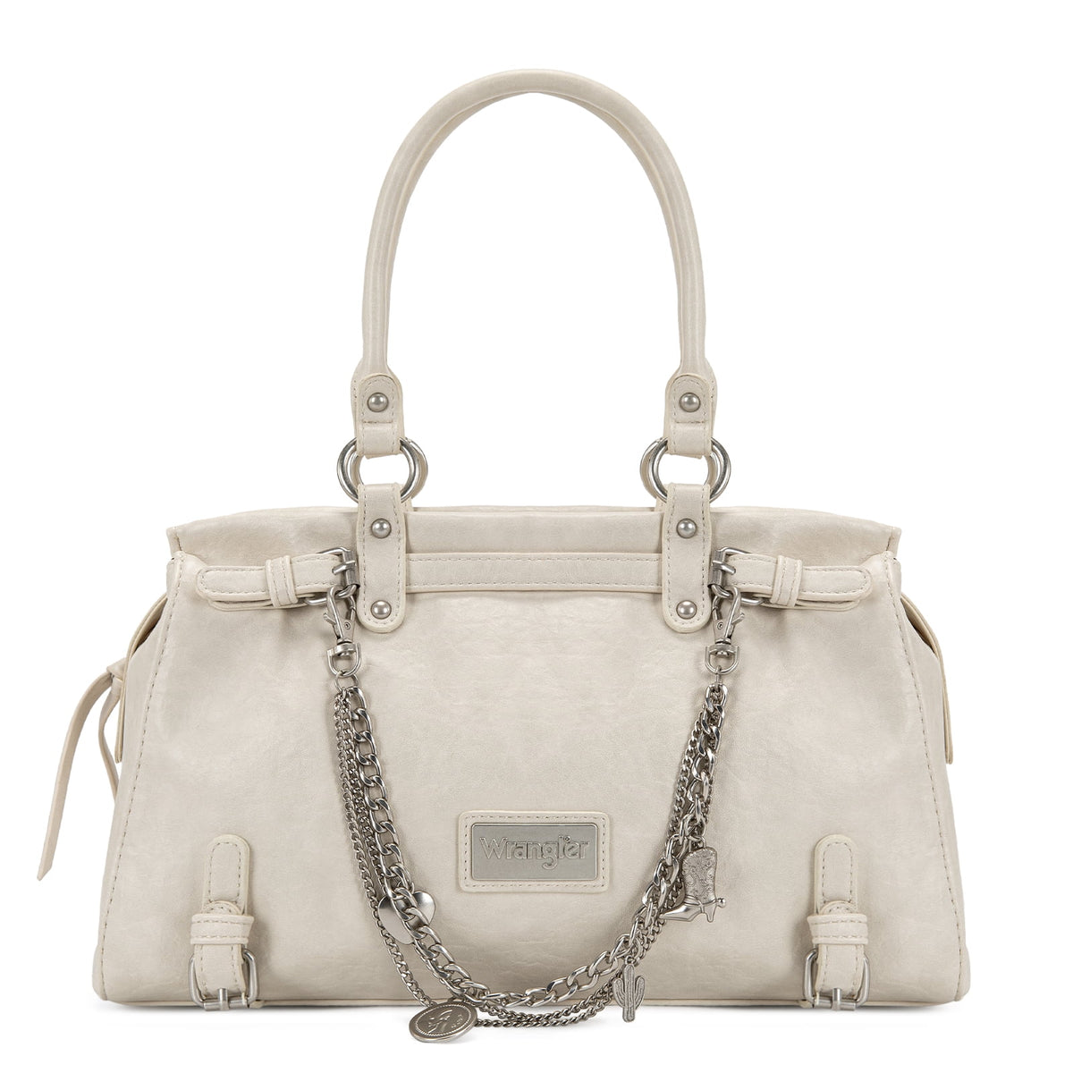 Wrangler Vintage Satchel Purses for Women, Top Handle Bag with Chain Charms