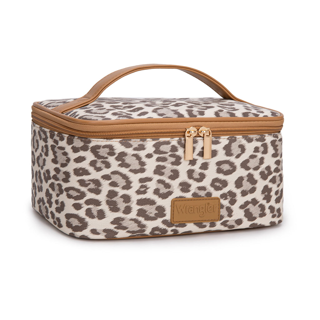 Wrangler Travel Makeup Bag 2pcs Set Large Cosmetic Bag with Makeup Brush Holder Portable Make Up Organizer
