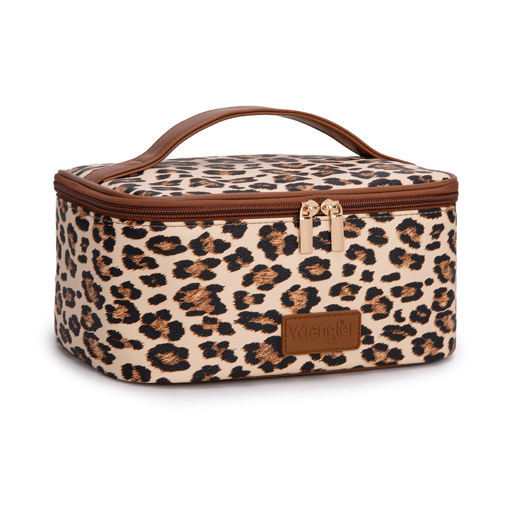 Wrangler Travel Makeup Bag 2pcs Set Large Cosmetic Bag with Makeup Brush Holder Portable Make Up Organizer