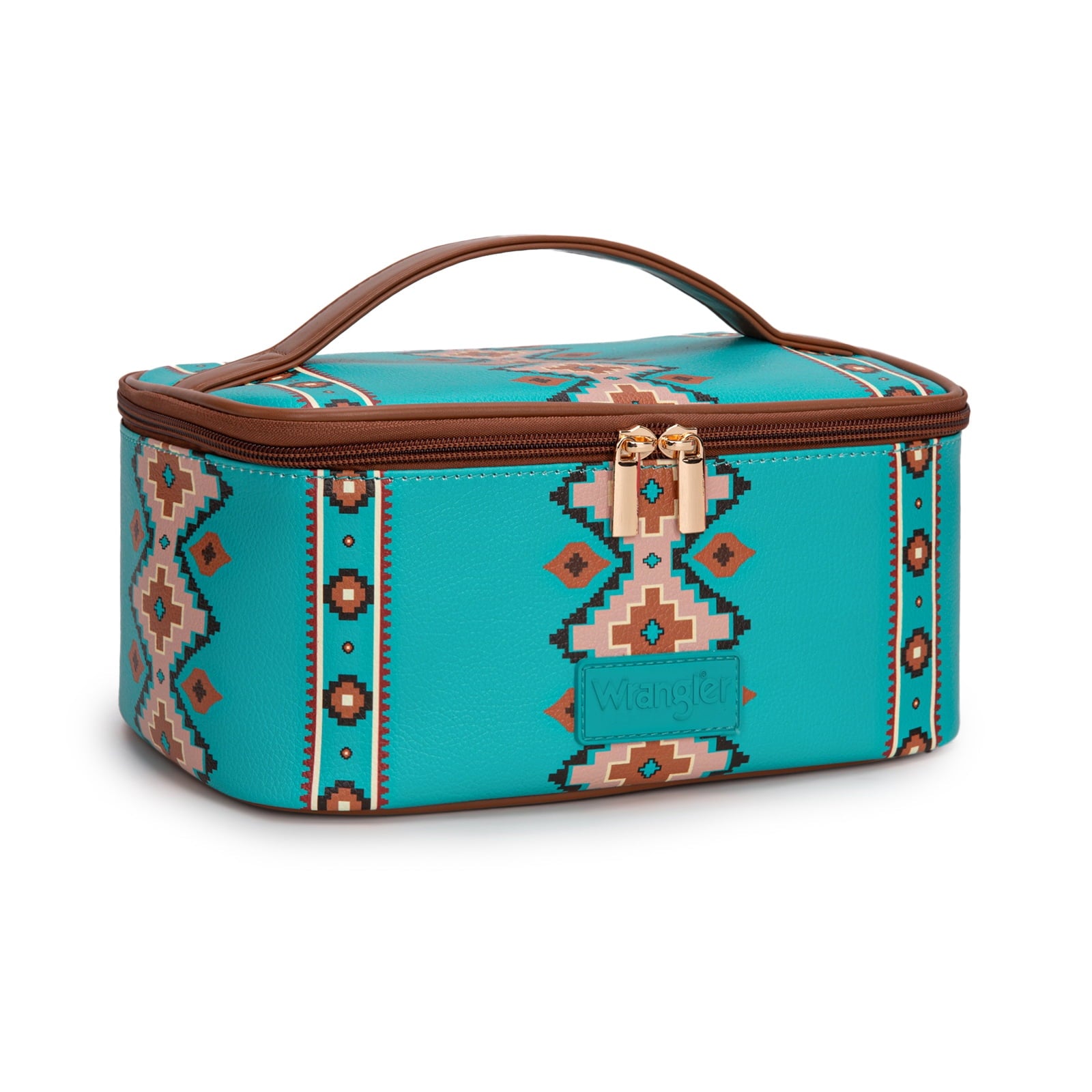 Wrangler Travel Makeup Bag 2pcs Set Large Cosmetic Bag with Makeup Brush Holder Portable Make Up Organizer