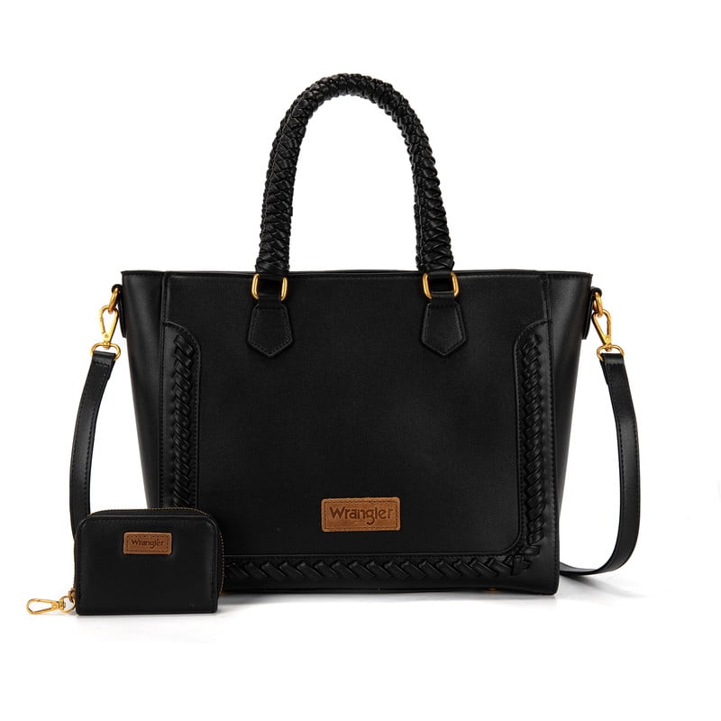 Wrangler Tote Bags for Women Western Top Handbags Cowhide Purse and Wallet Set
