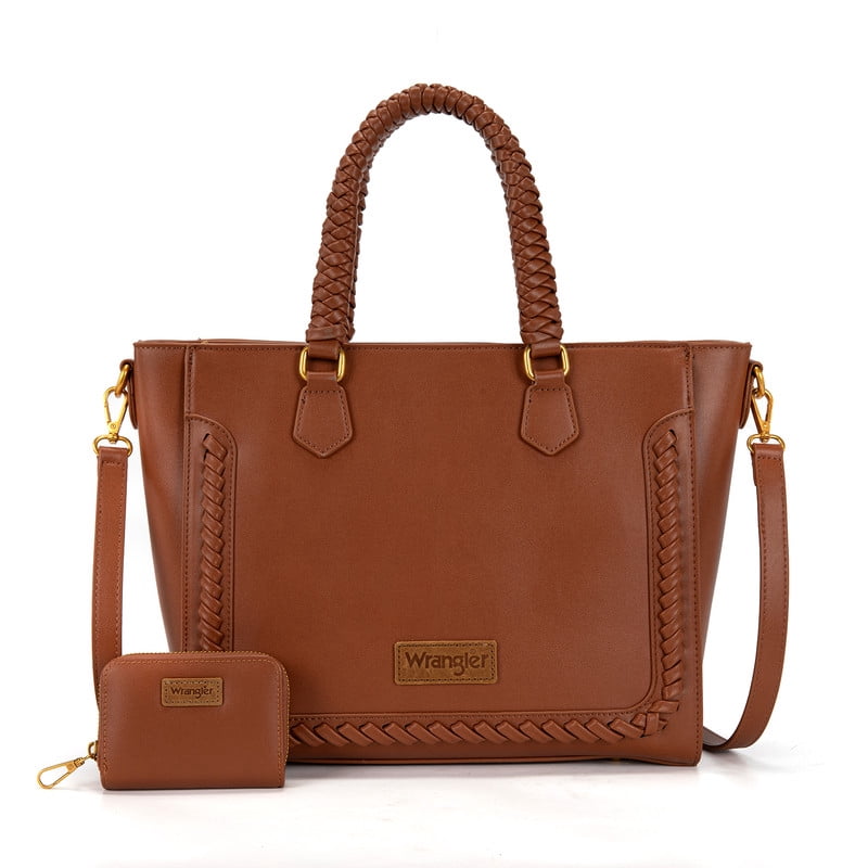 Wrangler Tote Bags for Women Western Top Handbags Cowhide Purse and Wallet Set