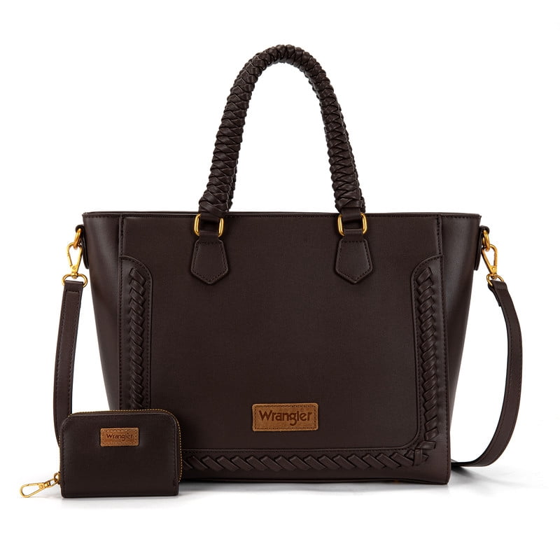 Wrangler Tote Bags for Women Western Top Handbags Cowhide Purse and Wallet Set