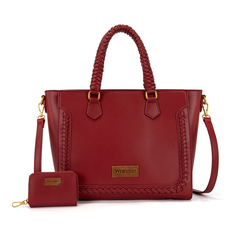 Wrangler Tote Bags for Women Western Top Handbags Cowhide Purse and Wallet Set