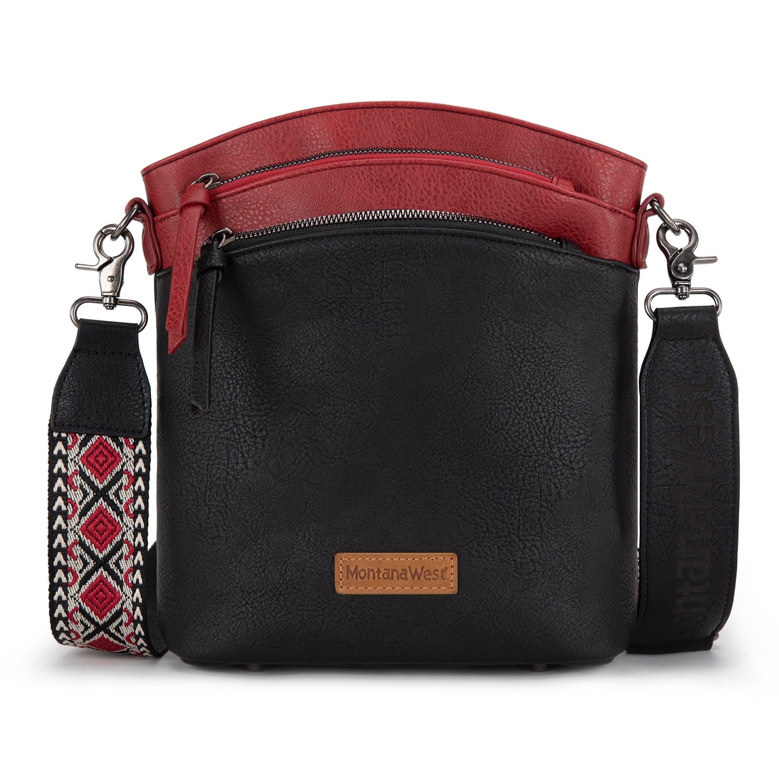 Montana West Multi Zip Pocket Large Crossbody Bag With Guitar Strap