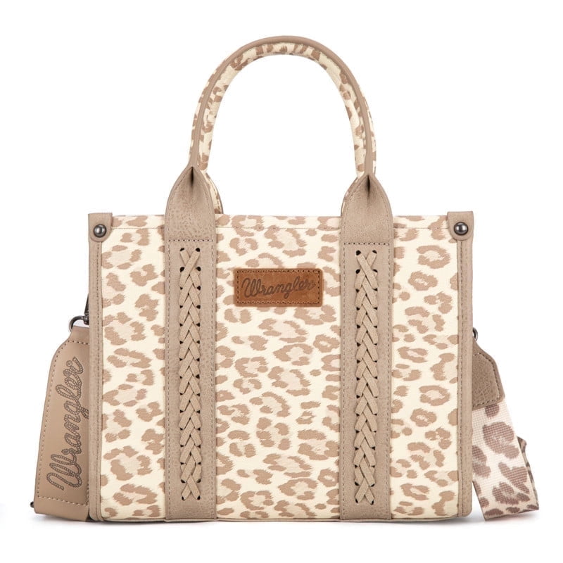 Wrangler Leopard/Cow Print Tote Bag for Women Western Purse Boho Top Handle Satchel Handbag with Signature Strap