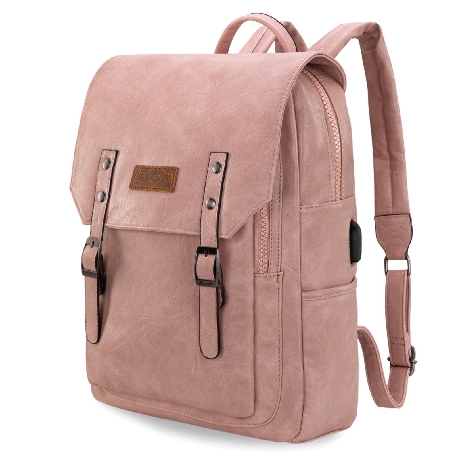Wrangler Leather Backpack Purse for Women Laptop Backpack Fashion Pink Backpack