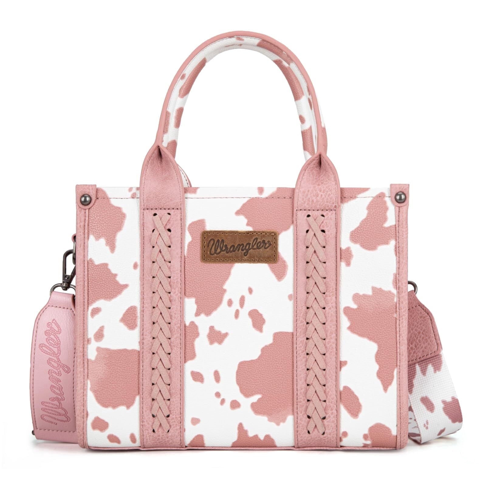Wrangler Leopard/Cow Print Tote Bag for Women Western Purse Boho Top Handle Satchel Handbag with Signature Strap
