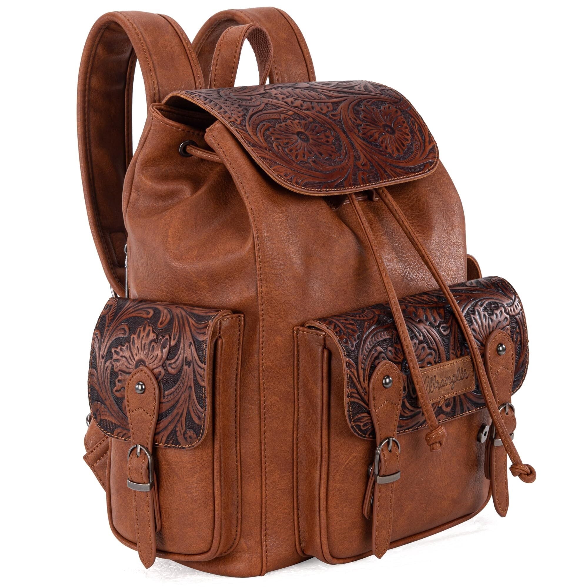 Wrangler Backpack Purse for Women Men Floral Tooled Designer Travel Bags